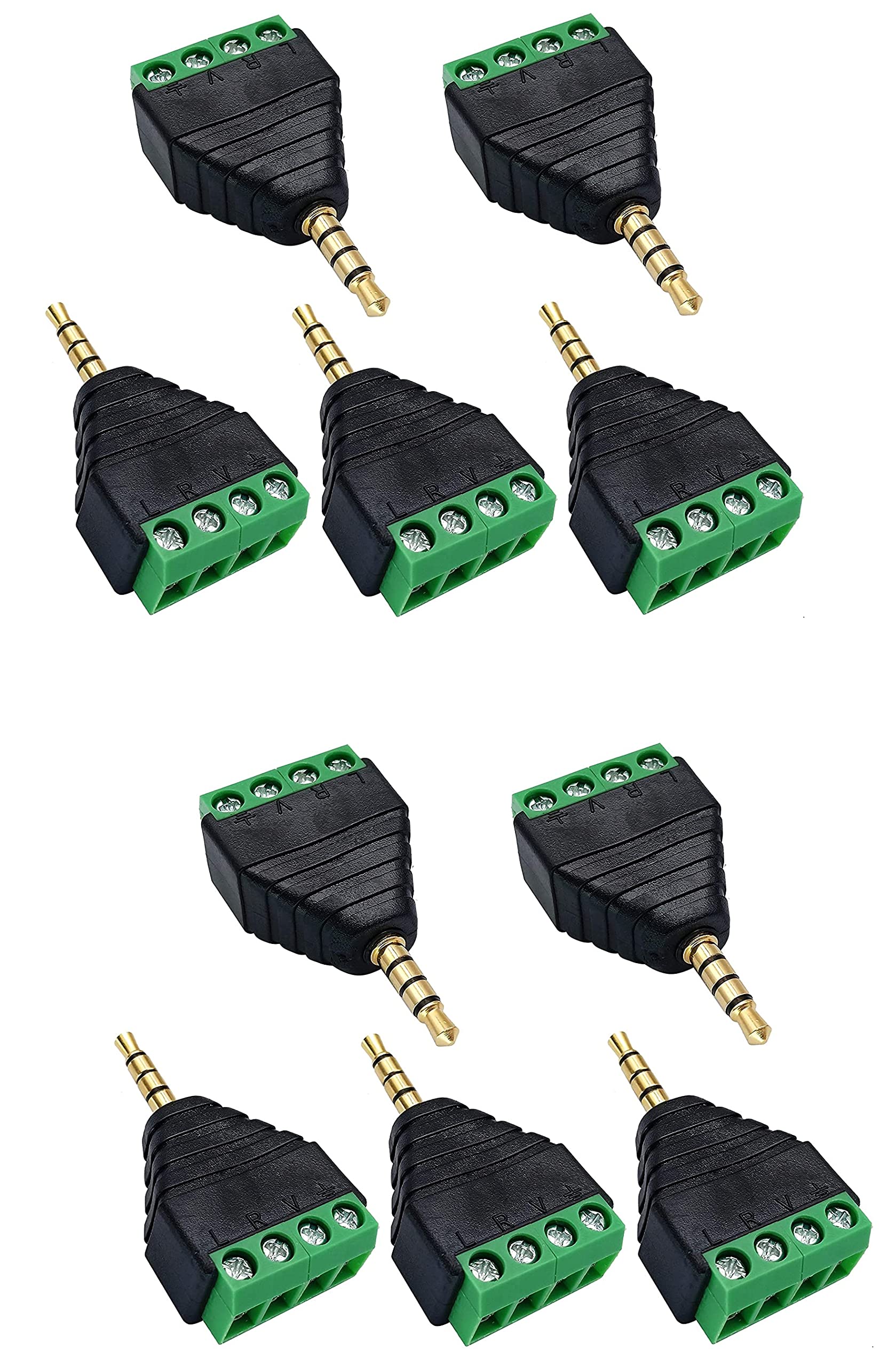 fdealz® [ 10 Pieces ] 4 Pole 3.5mm Screw Terminal 3.5mm (1/8) Stereo TRRS Audio Male to AV 4 Pin Female Screw Terminal Double Track Headphone Balun Solderless Converter Adapter-image-26