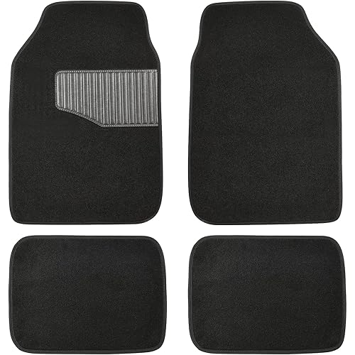 Amazon Basics Universal Fit Carpet Floor Mats For Car SUV Van & Truck, 4-Piece, Black, 25"L x 17.5"W (Front), 13"L x 17.5"W(Rear)