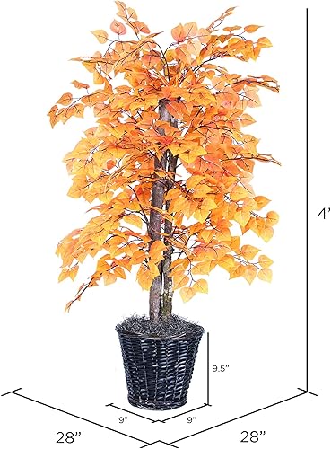 Miniatura 10 de Vickerman Arbusto de álamo dorado artificial de 4 pies, contenedor de plástico marrón.