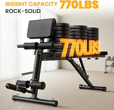 Steelite Adjustable Weight Bench for Home Gym, Folding Workout Bench with Leg Extension and Leg Curl, 770 lbs Multifunction Weight Bench for Training