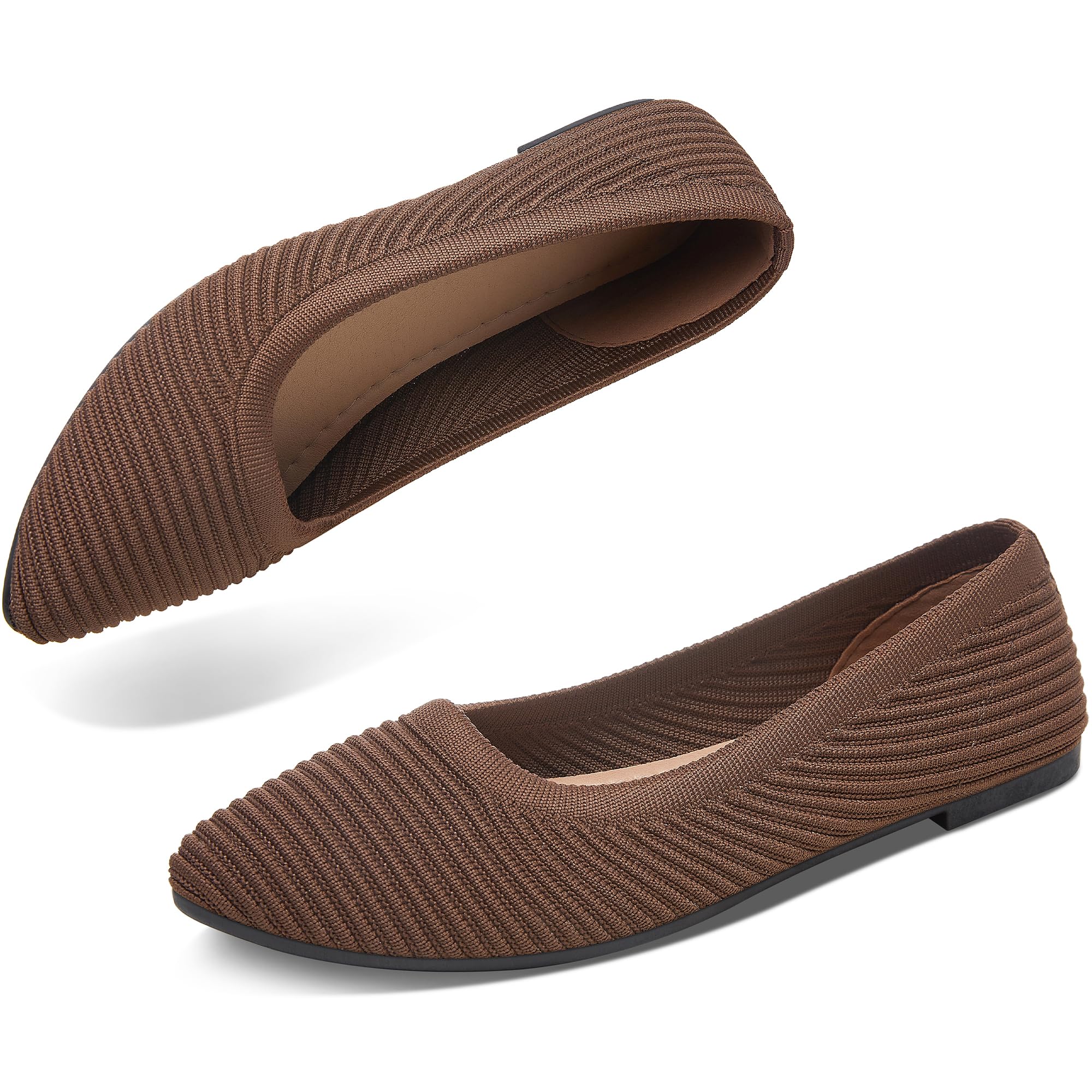 ALTOCIS Womens Knit Ballet Flats Ladies Comfortable Pointed-Toe Dressy Shoes Casual Soft Flat Shoes Ballerina Walking Flats Shoes