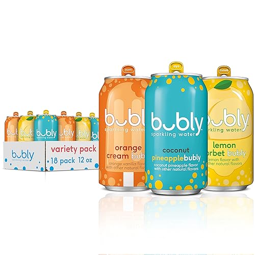 bubly Agua con gas, paquete variado de cítricos, latas de 12 onzas (paquete de 18), cero calorías y cero azúcar