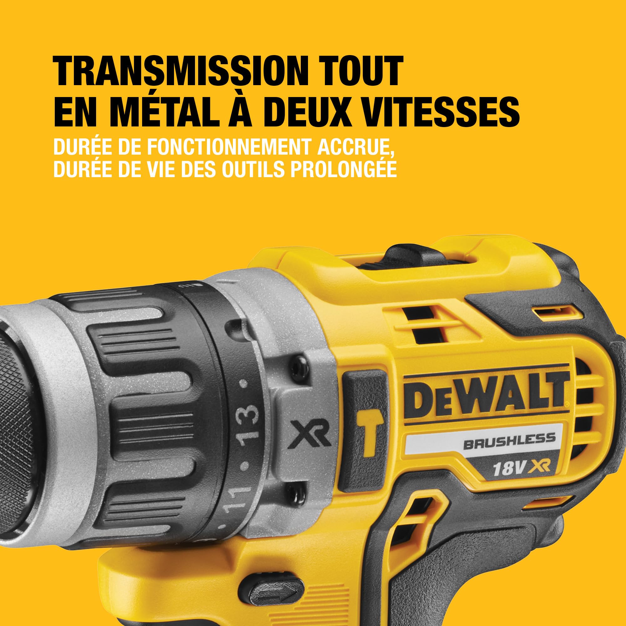 DEWALT Perceuse Visseuse à Percussion Brushless XR 18V DCD796P2-QW avec Coffret TSTAK, Chargeur et 2 Batteries 5Ah