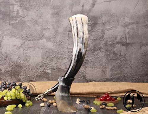 Miniatura 7 de Bocina vikinga XL con punta de lobo de latón, regalo vikingo para hombres y mujeres, único y hecho a mano, seguro para alimentos, acabado de brillo