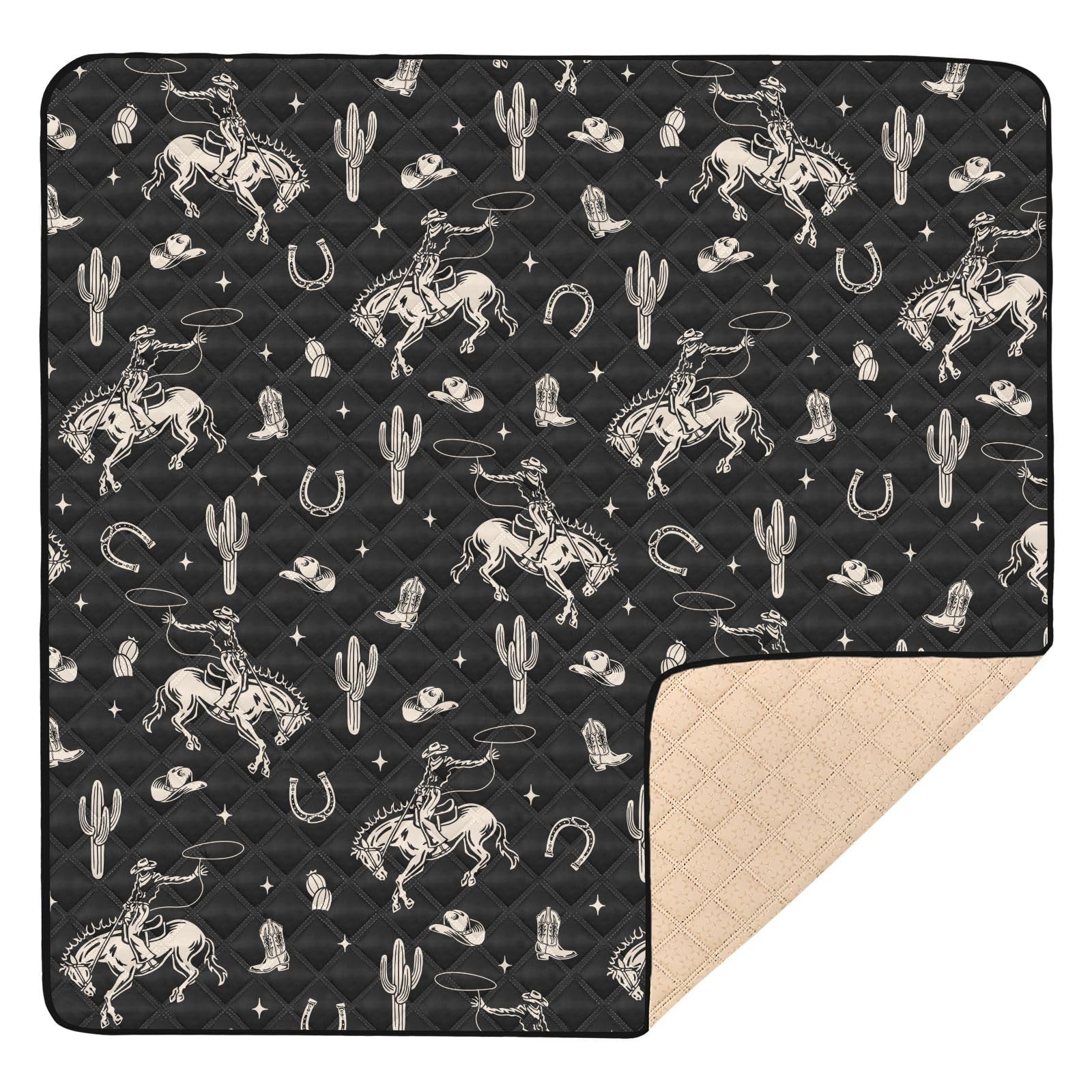 Selerdon Baby Play Mat Cowboy Western Cactus Vintage 50