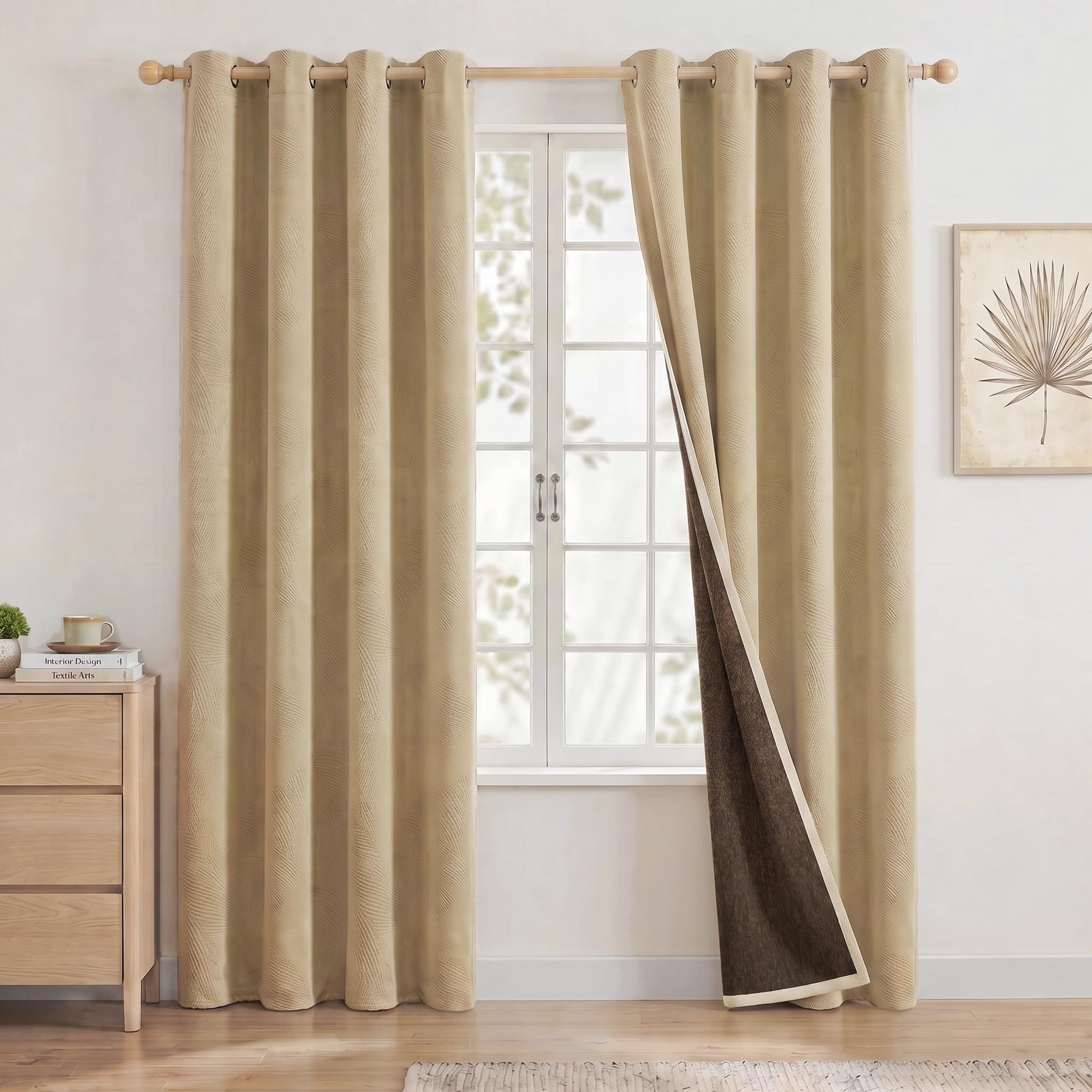 Warm Beige Blackout Curtains for Bedroom & Living Room, 72'' Drop — image 1