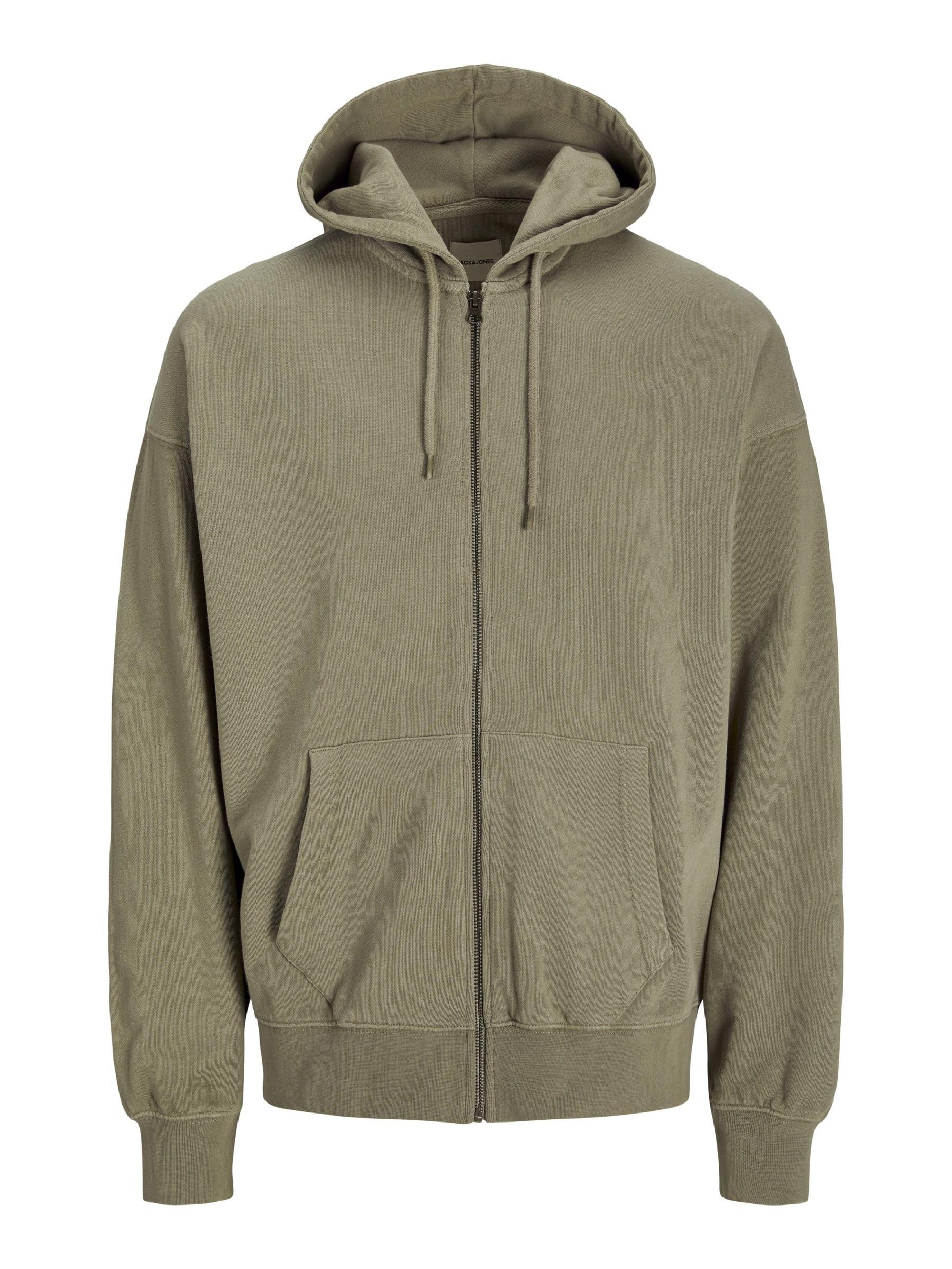 JACK & JONES Mens Jjecharge Faded Zip Hood Noos Sweatshirt, Silver Sage, M UK