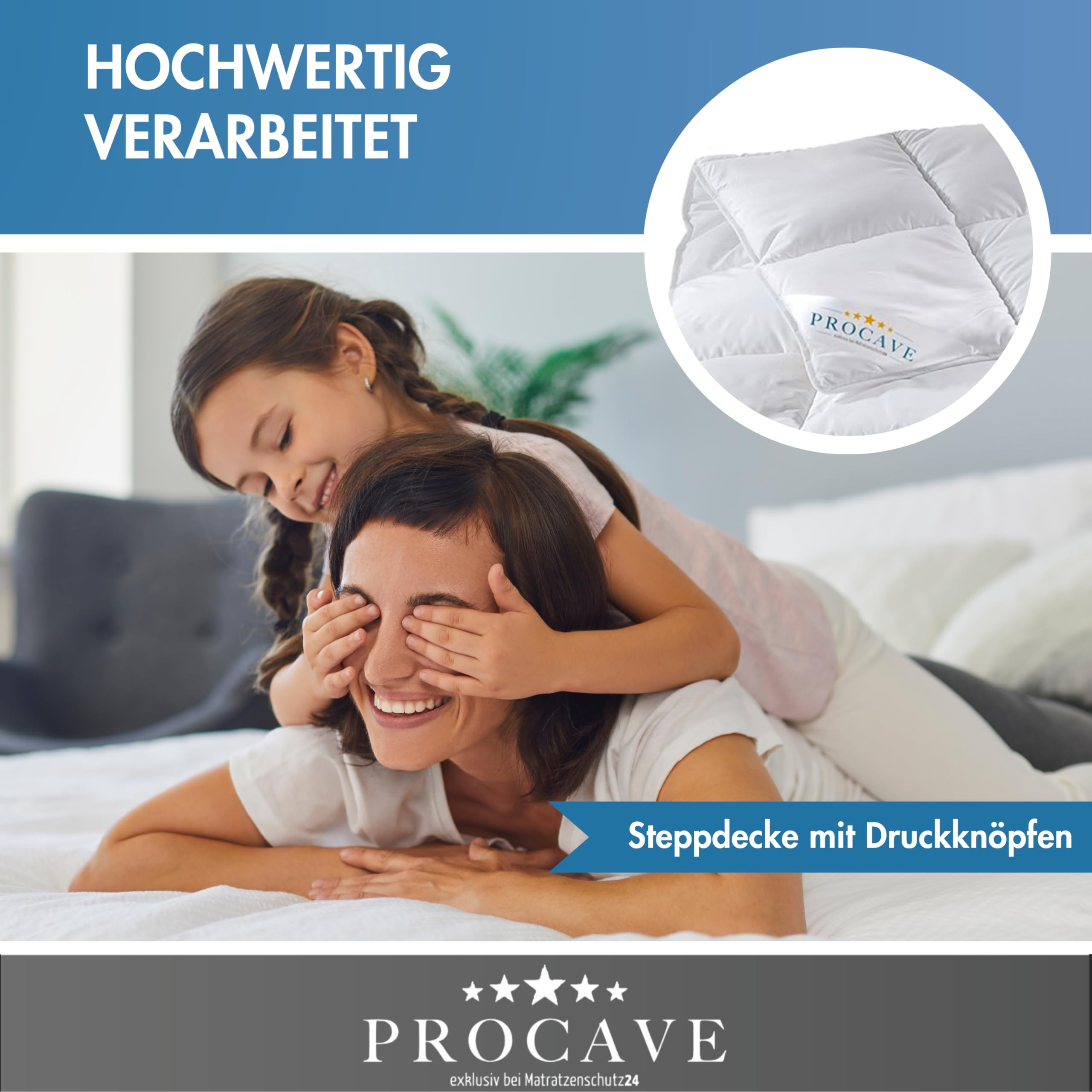 PROCAVE Micro-Comfort 4 Jahreszeiten 240x220 cm Ganzjahresdecke | Microfaser | Steppdecke | Bettdecke | Einziehdecke | Mono Decke | Steppbett | Soft Touch
