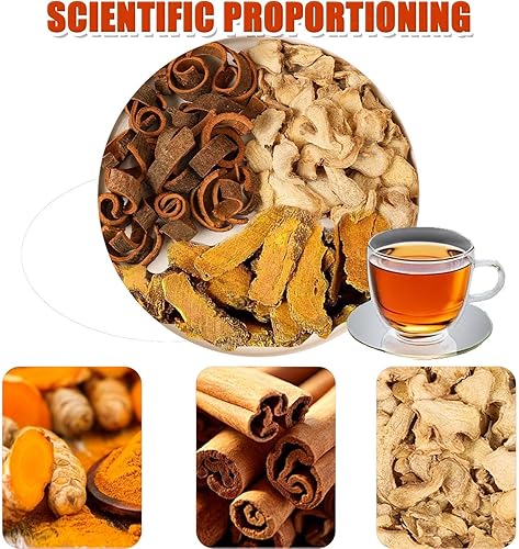 Miniatura 2 de Bolsas de té de cúrcuma, jengibre y canela, té de hierbas de cúrcuma y jengibre, 100% natural y sin azúcar, sin cafeína