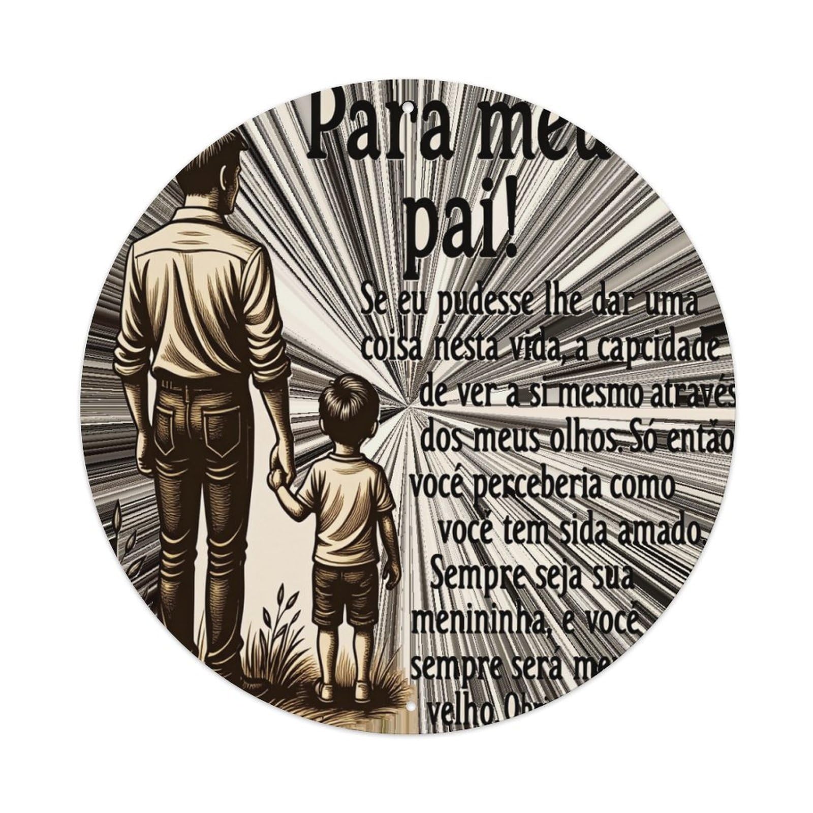 Father And Son Holding Hands Round Tin Sign Retro Metal Sign for Cafe Bar Pub Home Game Room Gym Club Wall Decoration Vintage Metal Poster 8x8 Inch