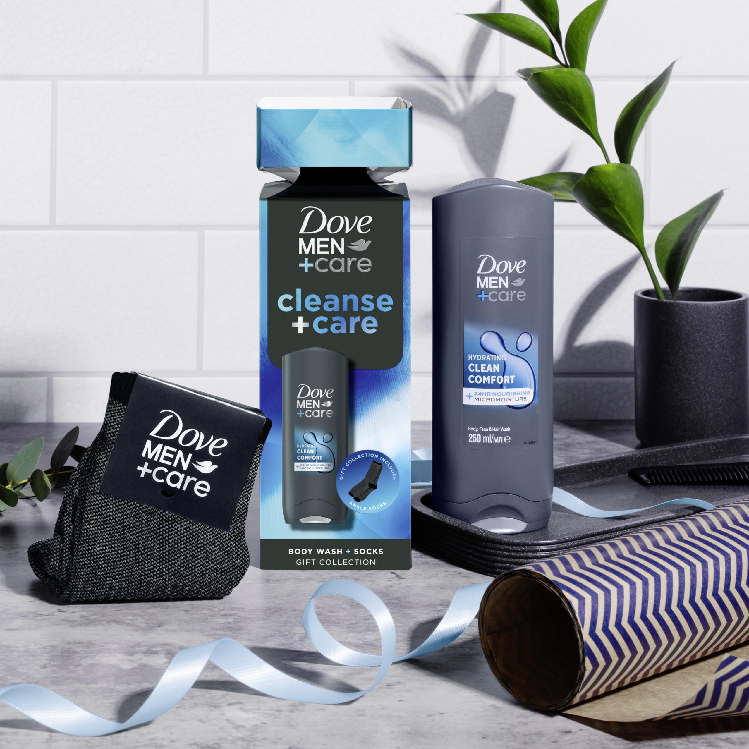 Dove Men+Care Cleanse+Care Body Wash & Socks Gift Set including a 3-in-1 hair - Image 3