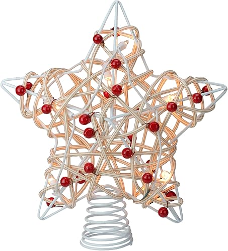 Miniatura 1 de Kurt S Adler Decoración para árbol de Navidad con diseño de estrellas de ratán de abedul de 11 pulgadas UL4295