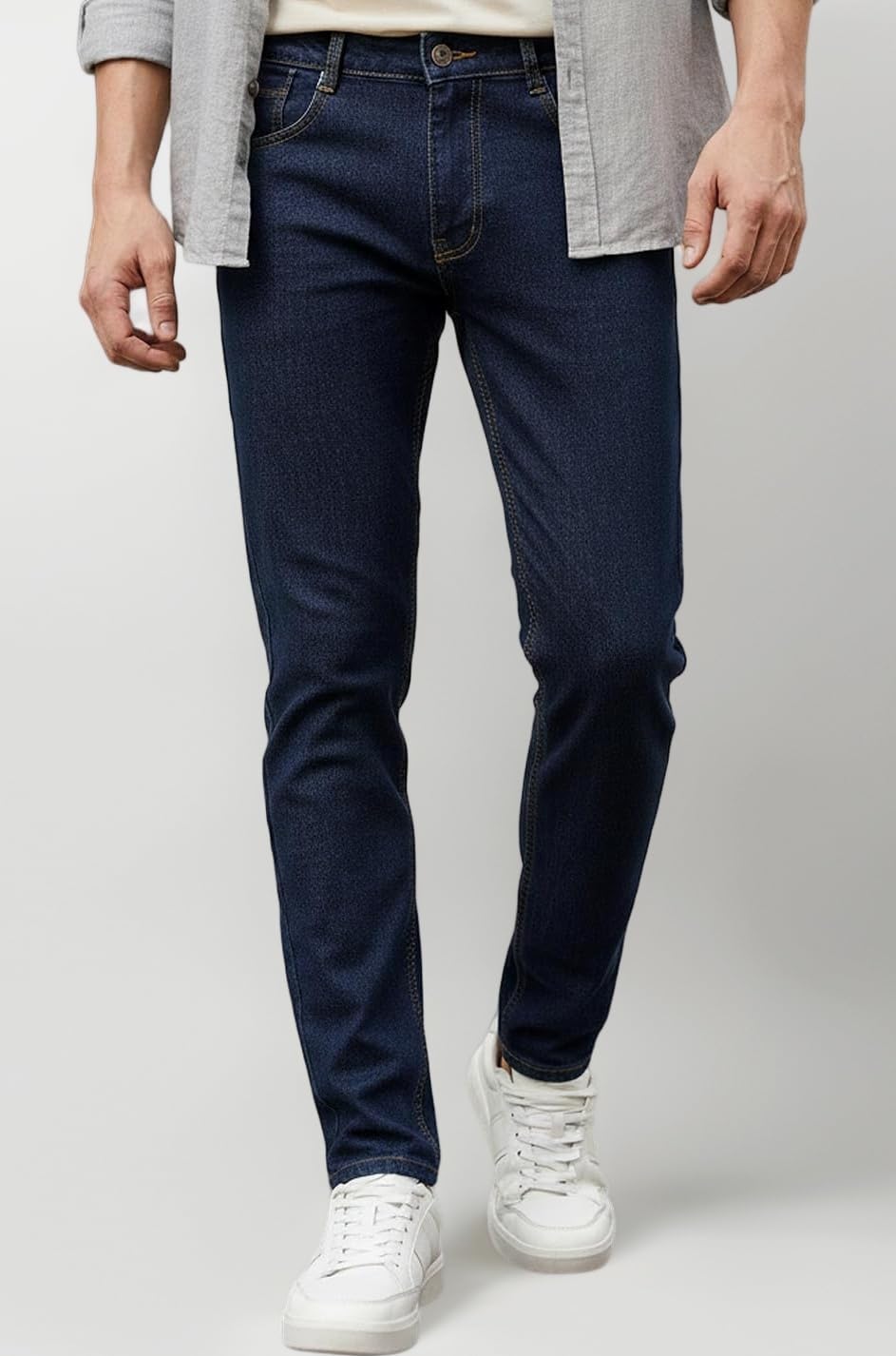 Men's Slim Fit Mid Rise Washed Jeans Stretchable
