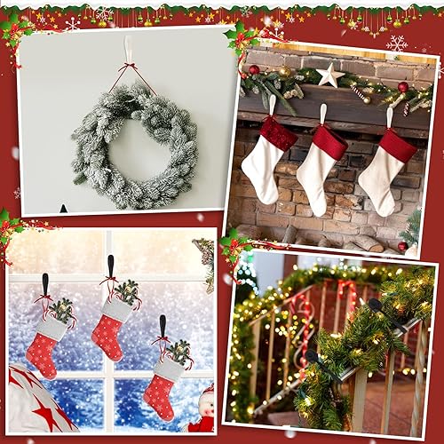 Miniatura 41 de 12 piezas de guirnalda de Navidad para manto de cuerda, organizador de cables para electrodomésticos, organizador autoadhesivo de silicona adhesiva