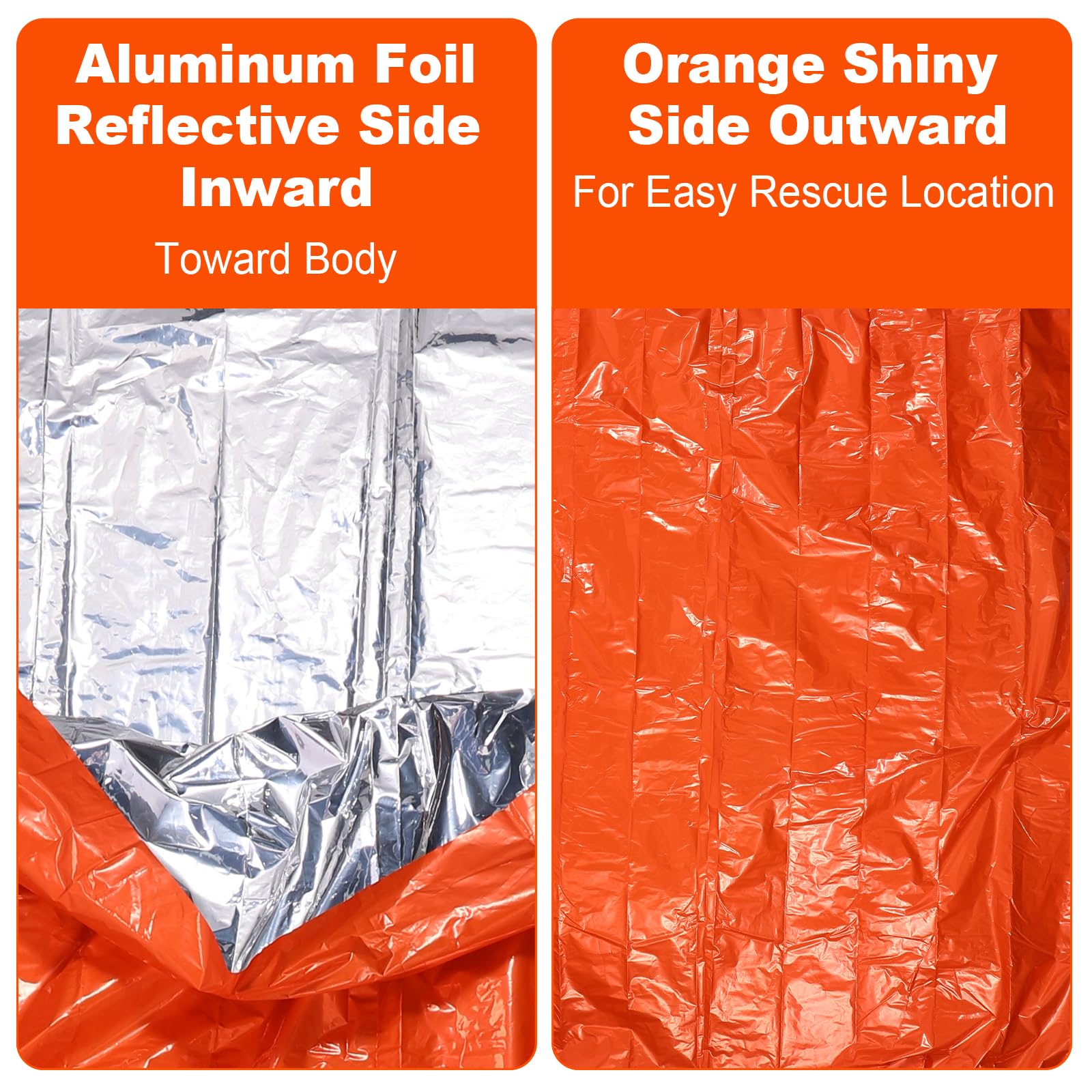 4 Pieces Saco de Dormir Emergencia, Supervivencia Bivy para Vivac, Manta Térmica de Supervivencia, Saco de Dormir Camping, Trekking Montañismo, Protección Contrael Frío