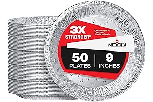 NoCry Premium Disposable Pie Pans (50 Pack) - 9-Inch Aluminum Pie Tins for Baking