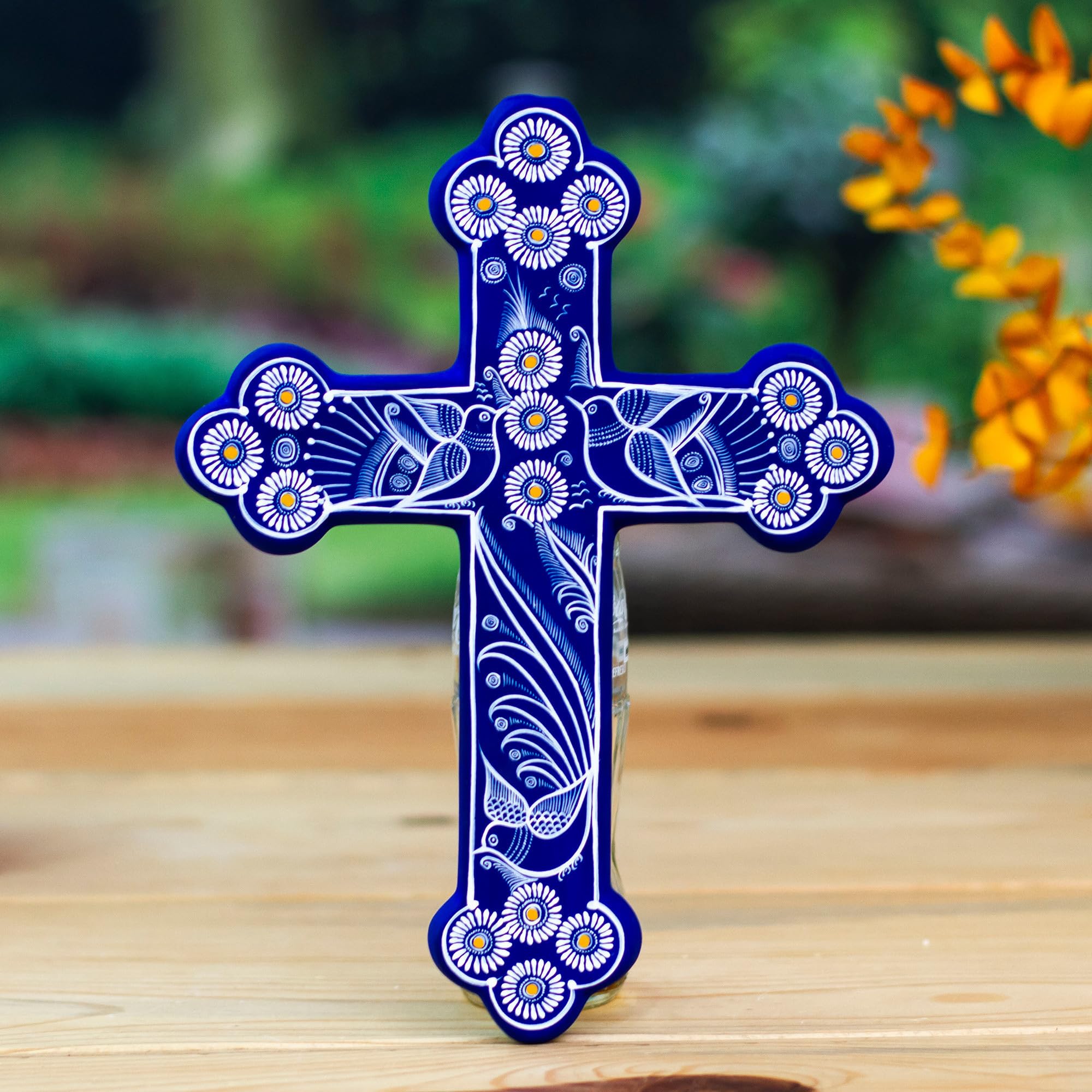 Amazon.com: NOVICA Artisan Handmade Ceramic Wall Cross Blue with