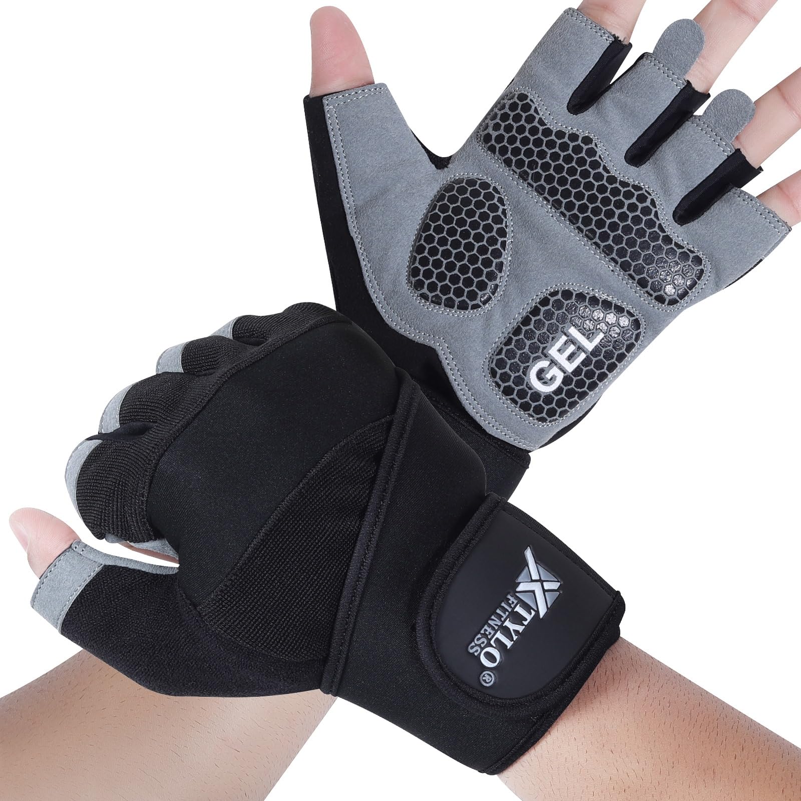 Xtylo Int Workout Gloves for Men & Women Weight Lifting Gloves with Wrist Support, Full Palm Protection, Non-Slip Grip–Gym,Training, Rowing, Cycling,