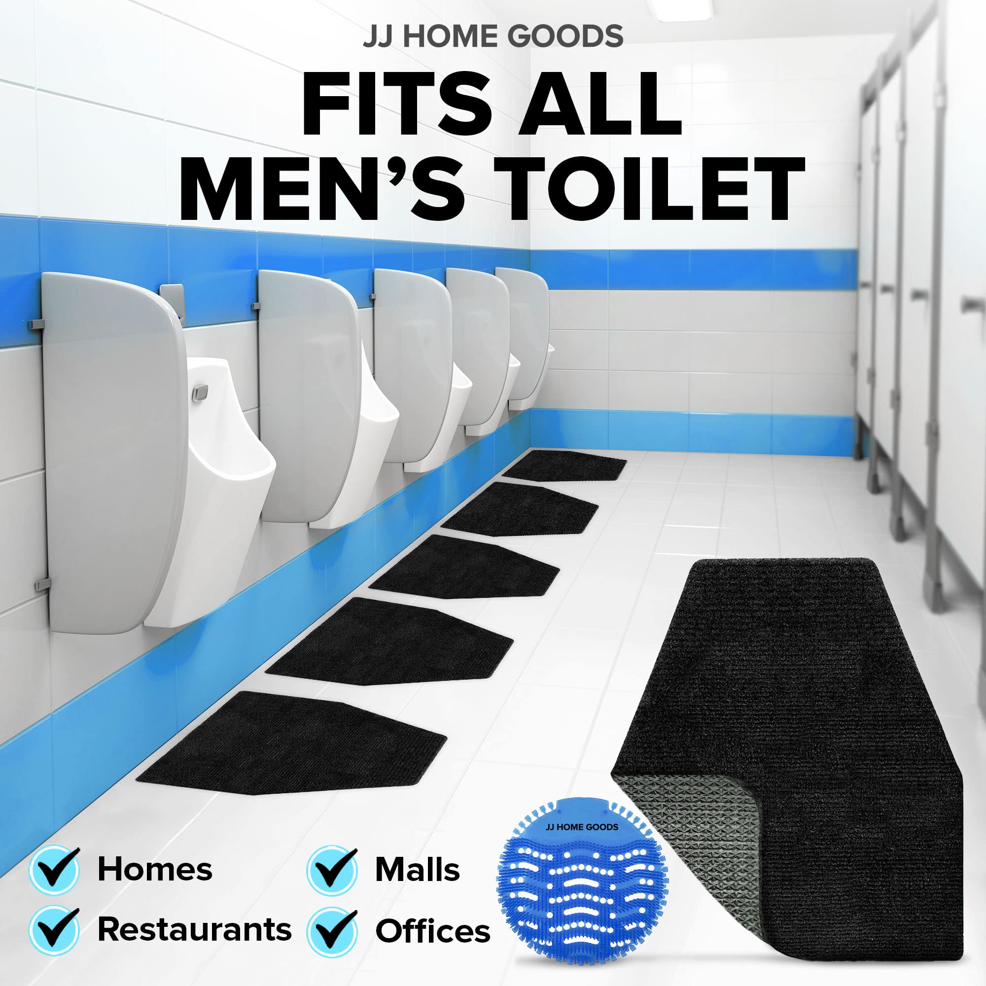 JJ CARE 10 Pack Urinal Mats with 10 Blue Screen Deodorizers for Men, Non-Slip Absorbent Floor Pads for Commercial Restroom Use, Scented and Disposable — Amazon image 8