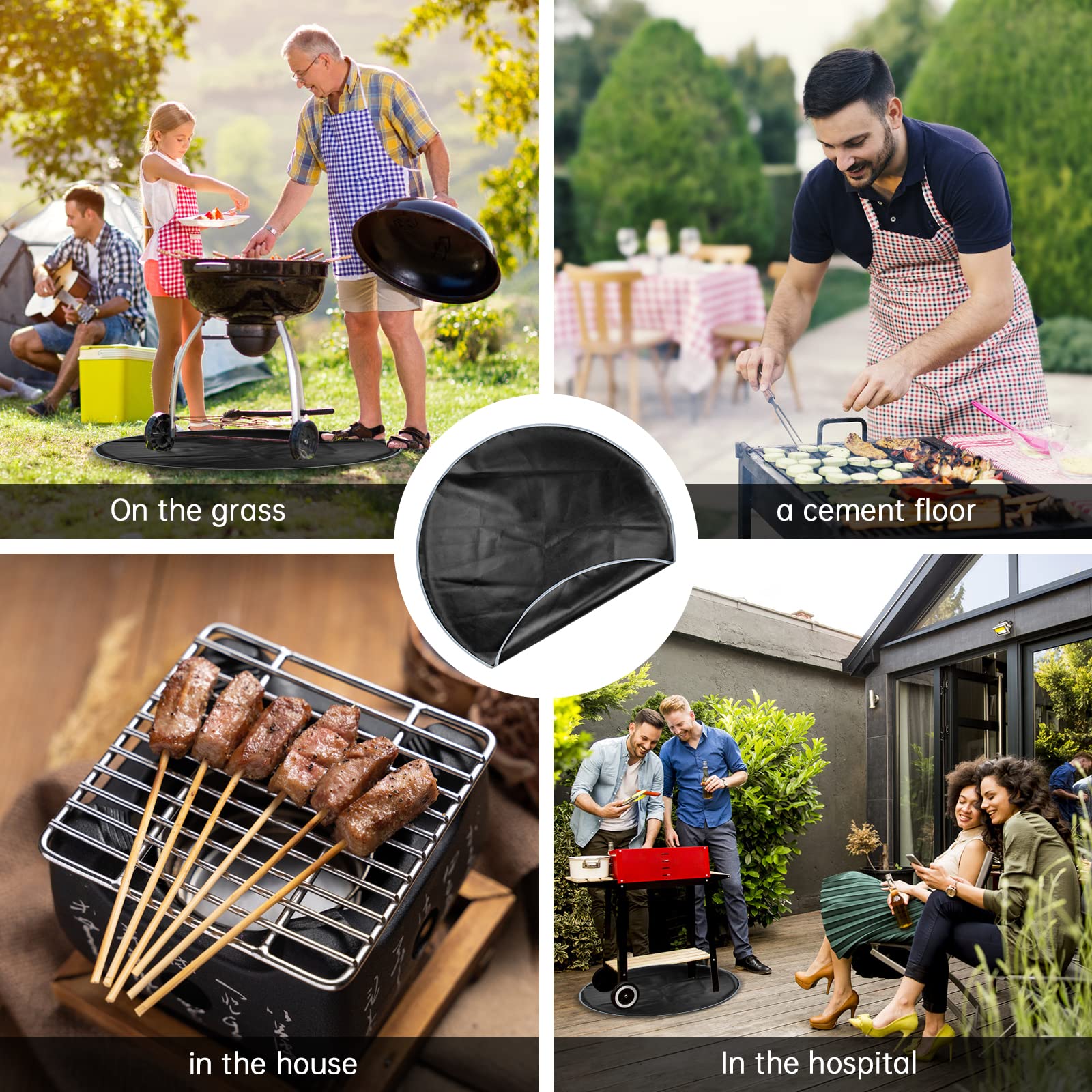 Tapis De Brasero Carré Sous Le Gril, Tissu Ignifuge, Ignifuge, Pour Patio, Barbecue, Pour