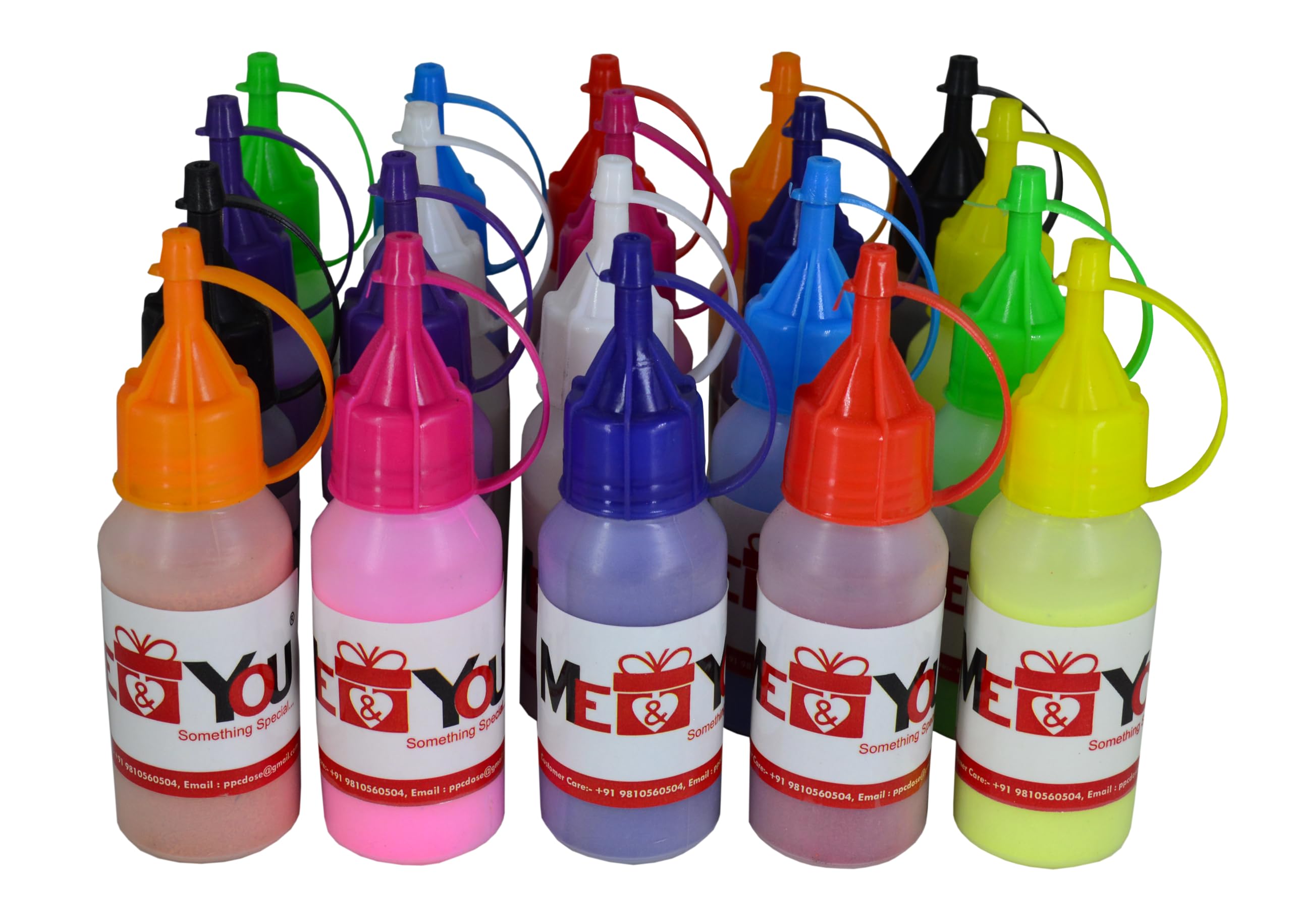 ME & YOU Rangoli Colour Powder in Squeeze Bottles | Colorful Rangoli Powder for Home Decor, Diwali, Navrati | Rangoli Colors in Plastic Squeeze Bottles (Pack of 20)