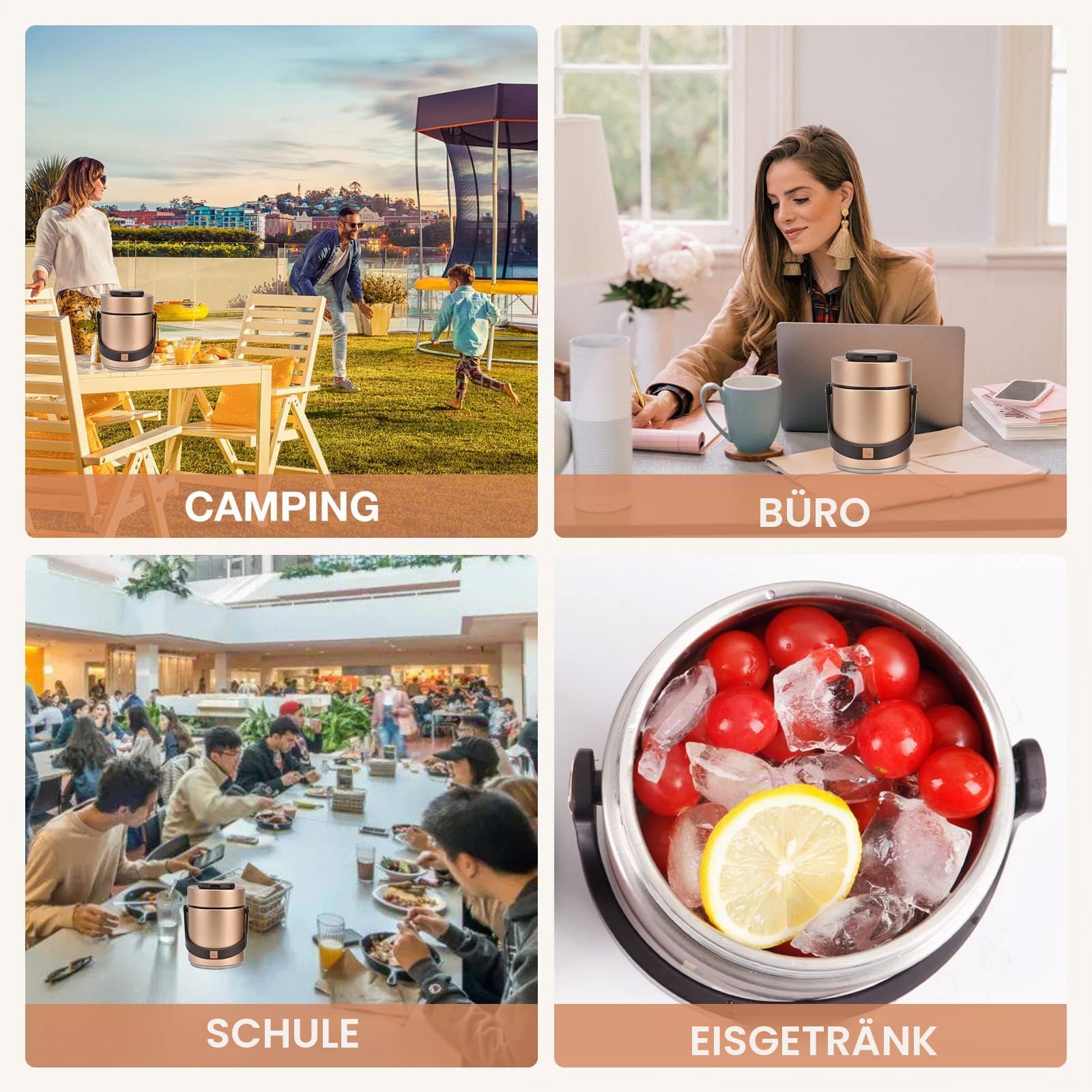 vakuum behälter, Isolierte Edelstahl Thermo Lunchbox, 1.5 Liter, für Warme Speisen, Mittagessen, Picknick, Büro, Reisen, Outdoor