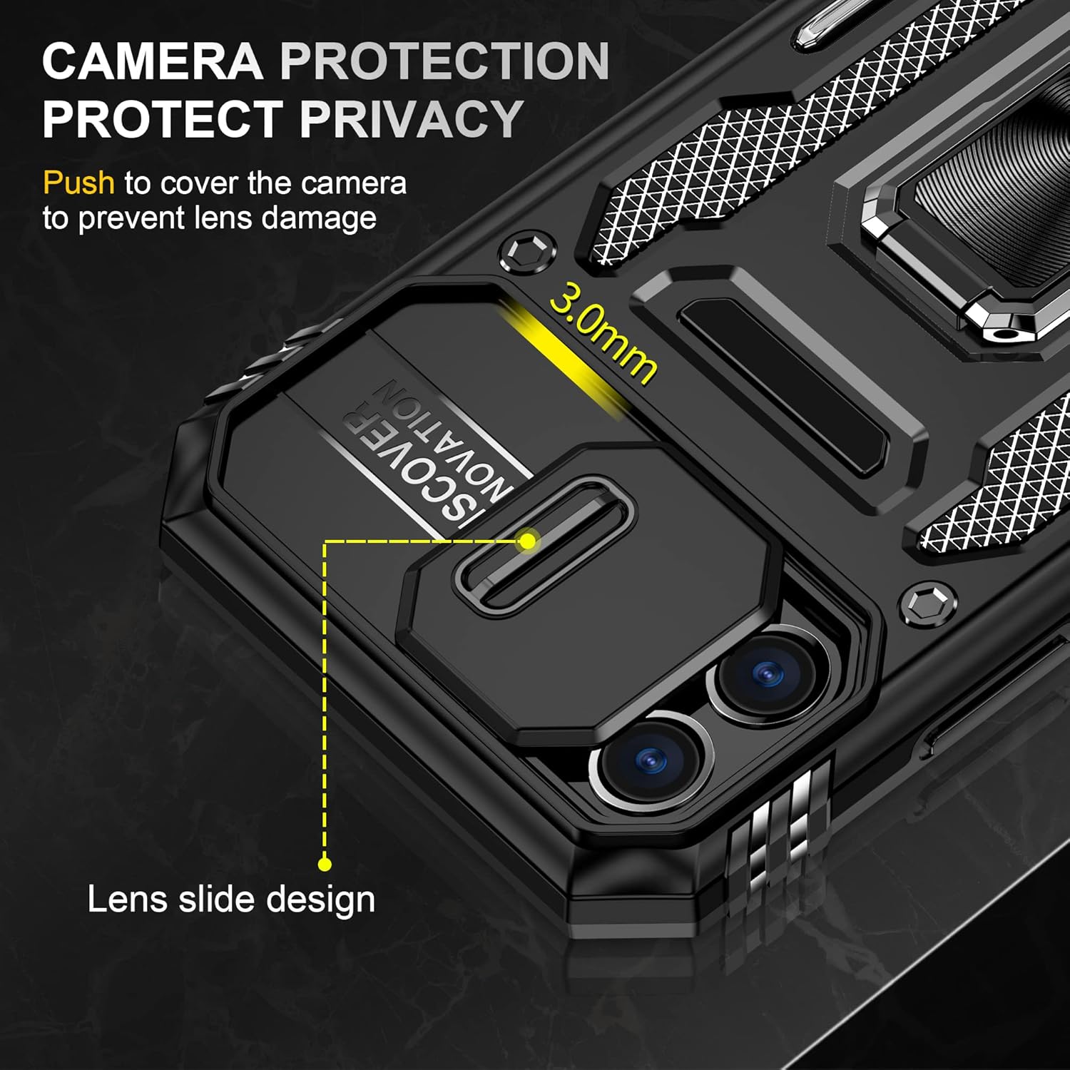 YmhxcY For iPhone 11 Case With 2*PET Screen Protector, Slide Camera Cover,360° Rotate Metal Stand, For Apple iPhone 11 6.1“-Black 5 81IK9FWTmWL. AC SL1500