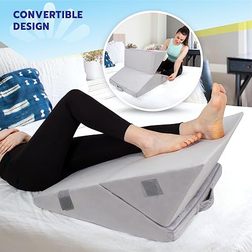 Miniatura 9 de Healthex Almohada de cuña para cama, cojín de espuma viscoelástica ajustable de 9 y 12 pulgadas, se ajusta a tu comodidad, ayuda con reflujo ácido,