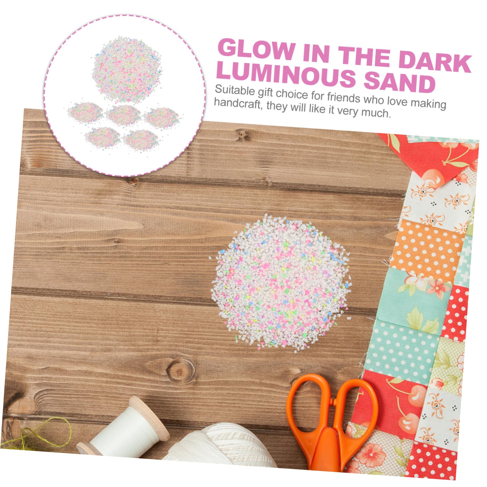 BESTonZON 6 DIY Luminous Sand of Reusable Fluorescent Sand Pigments for Fish Tank Decor Glow Dark Crystals for Romantic Crafts Glow Particles Each