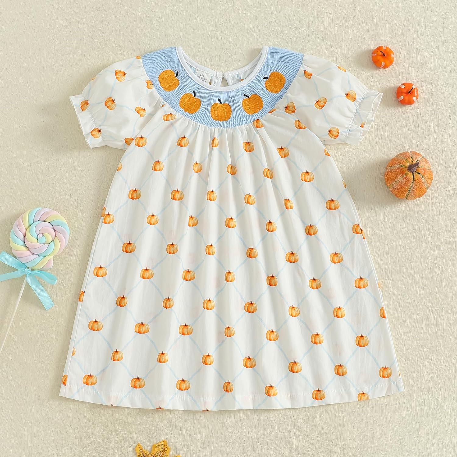 Toddler Baby Girl Easter Outfit Cross Embroidery Smocked Dress Short Sleeve Striped Dresses Cute Summer Clothes - Image 3