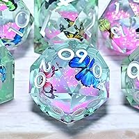 Vista 20 de Resin Cat Head DND Dice, Sharp Edge Dungeons and Dragons Polyhedron Game Dice Set for Role Playing Games RPG Explorer Magic, Holiday Birthday Gifts