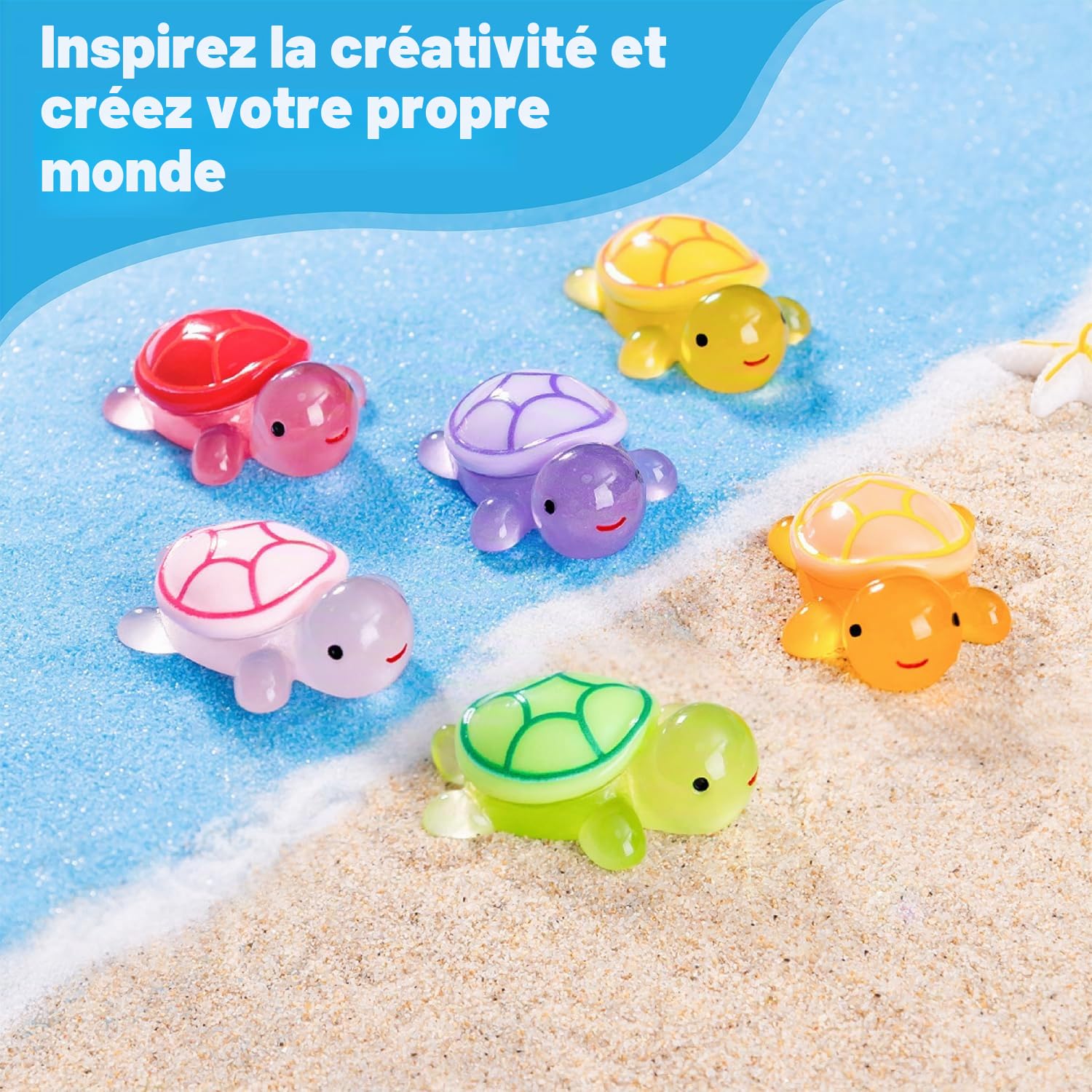 Figurines Miniatures Lumineuses Fluorescentes en Résine Animalier Lot Varié - Déco Micro Paysage Aquarium Bonsaï Jardin Cadeau (20 Mini Tortues)