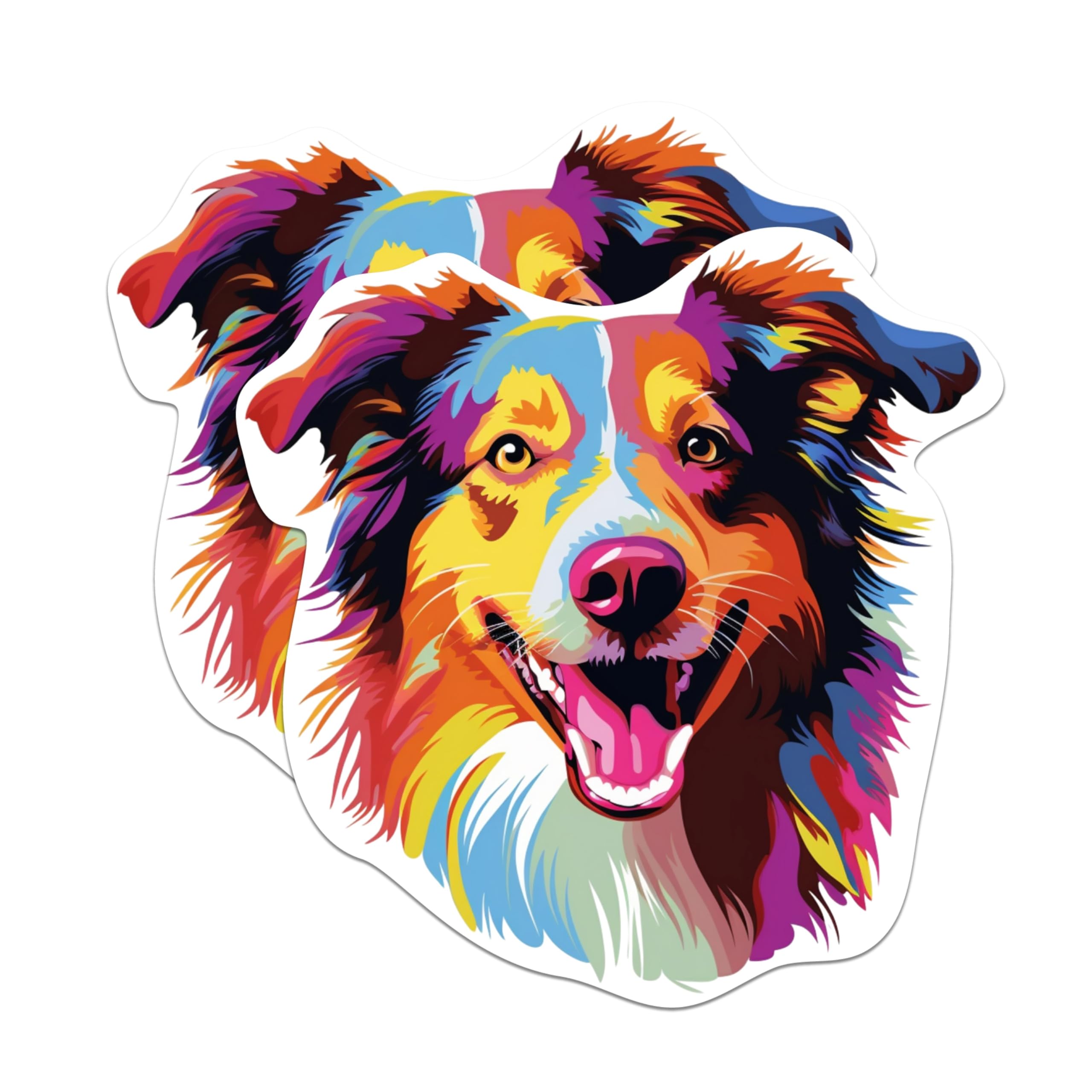 (2 Pack) Collie Dog Breed Stickers - 5 Inches On Longest Side - Choose from Over 100 Dog Breeds - for Cars, Trucks, Skateboards, Laptops - Made in USA - BMCS1836