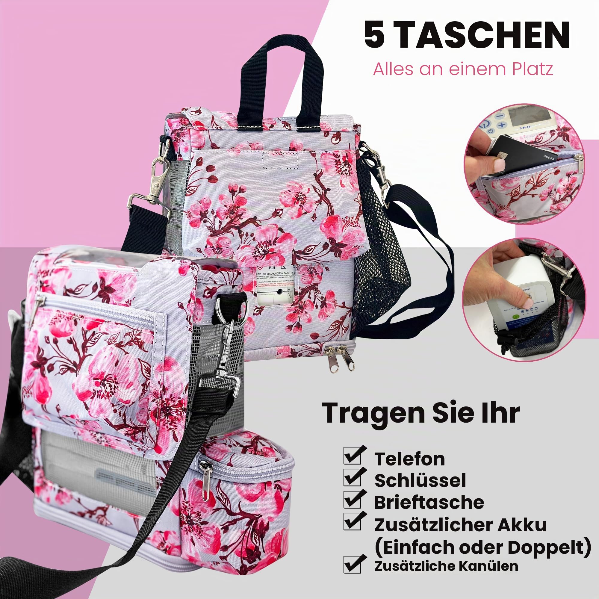o2 tote Tragetasche für inog One G5, Rove 6, OxyGo Next POC, leicht mit Taschen, Mehrfarbig/Meereswellen, Einheitsgröße