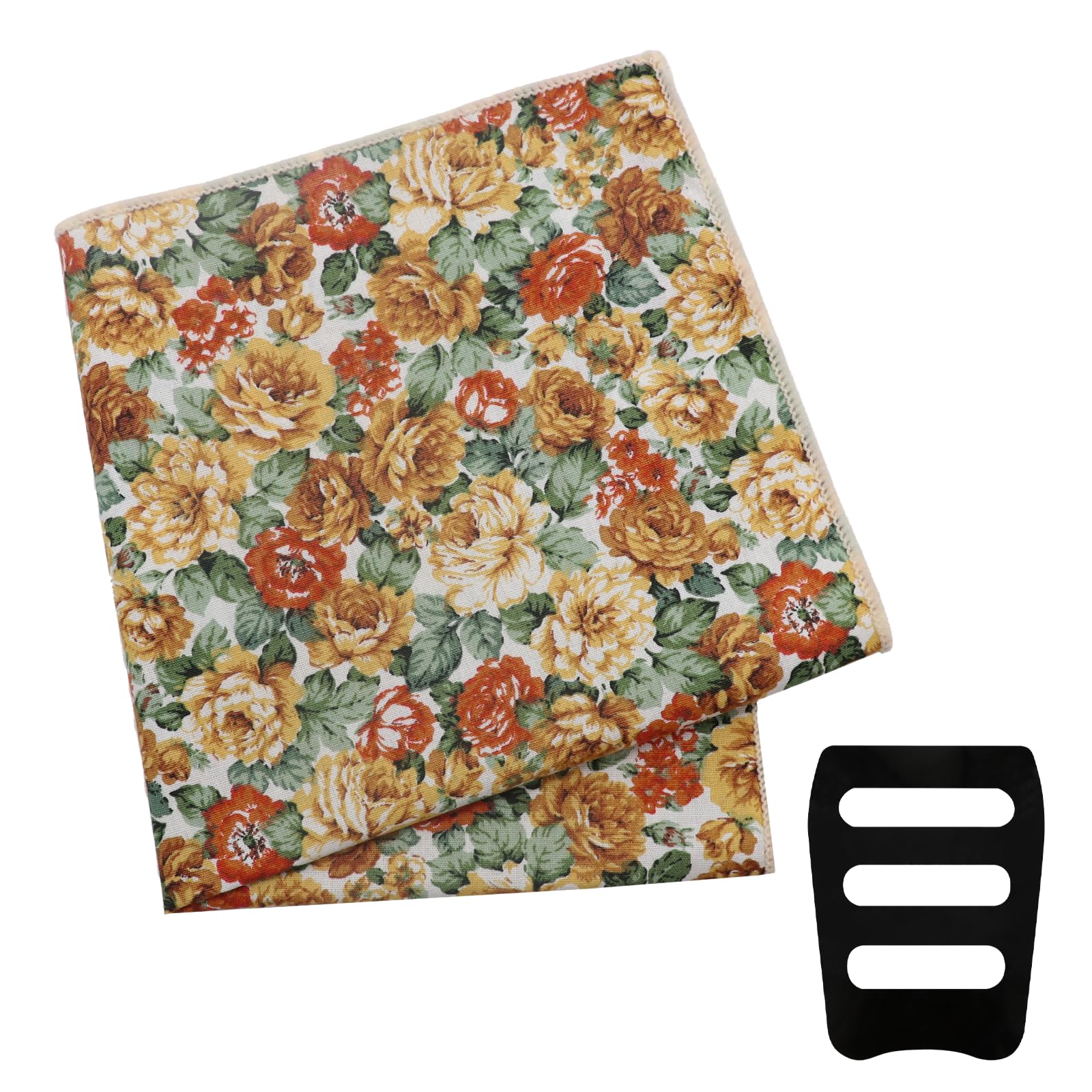 Floral Pocket Squares for Men with Holder Printed Flower Mens Handkerchief Cotton Suit Pocket Hanky for Wedding