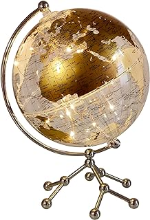 8" World Globe,Illuminated World Globe with Metal Stand,Educational Interactive Globe for Home Decor,Office Desktop,LED Globe Lamp