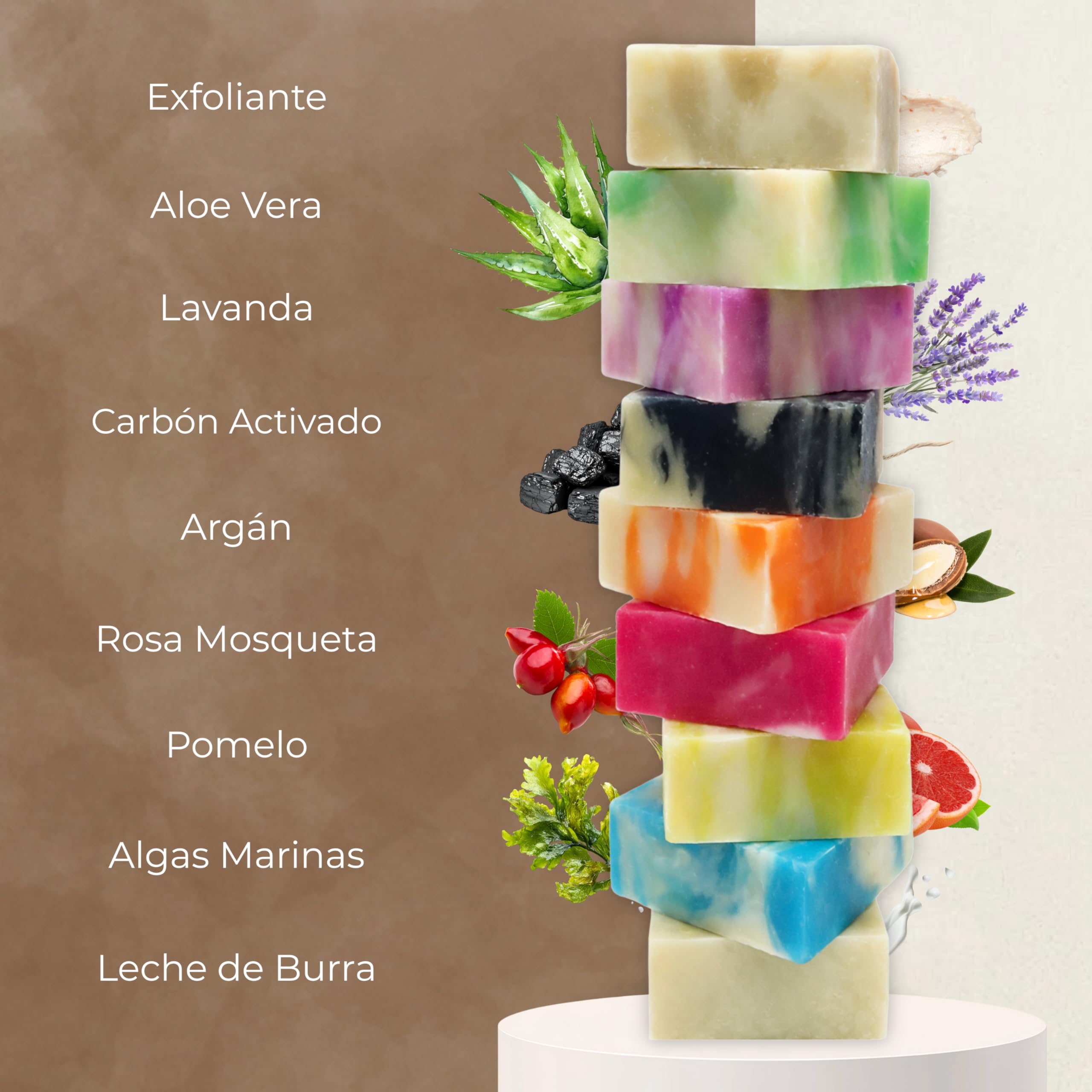 Jabones naturales artesanos para regalar 9 x 80 g – Pack de cuidado facial, manos y cuerpo – Estuche elegante ideal como regalos originales para mujer y ocasiones especiales
