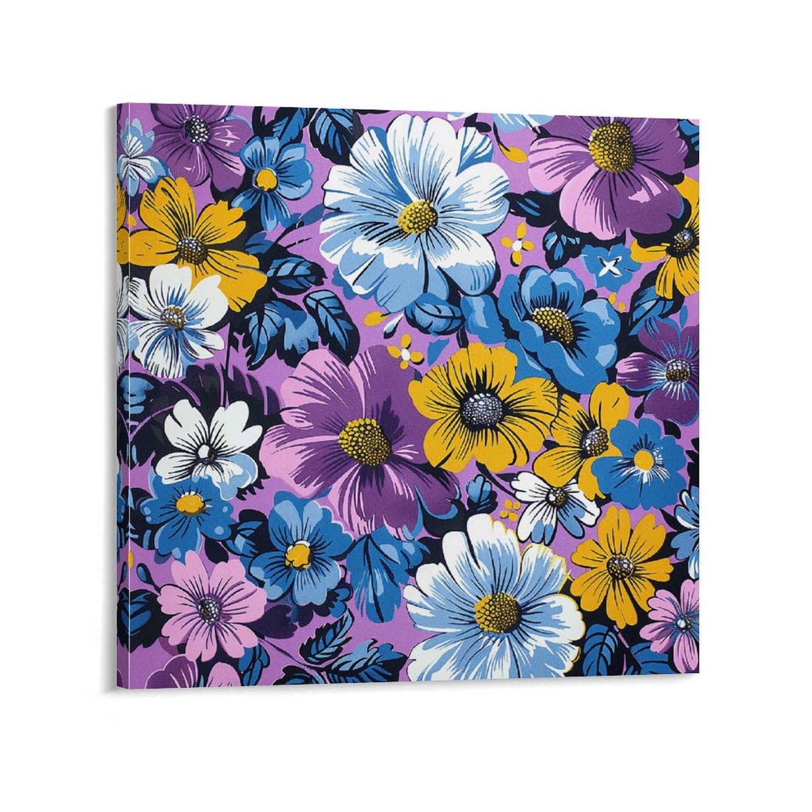 Yellow And White Flowers Canvas Wall Art for Bedroom 12x12inch(30x30cm) Canvas Prints Artwork for Walls Modern Picture Artwork Painting for Living Room Aesthetic Wall Paintings for Bathroom Kitchen Of