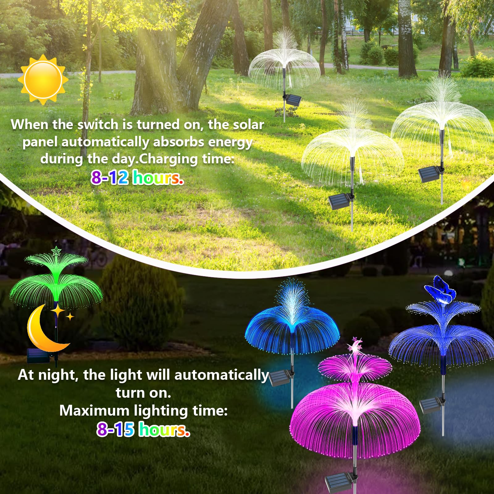 4Pack Garden Solar Lights Outdoor Waterproof Stake - Image 3