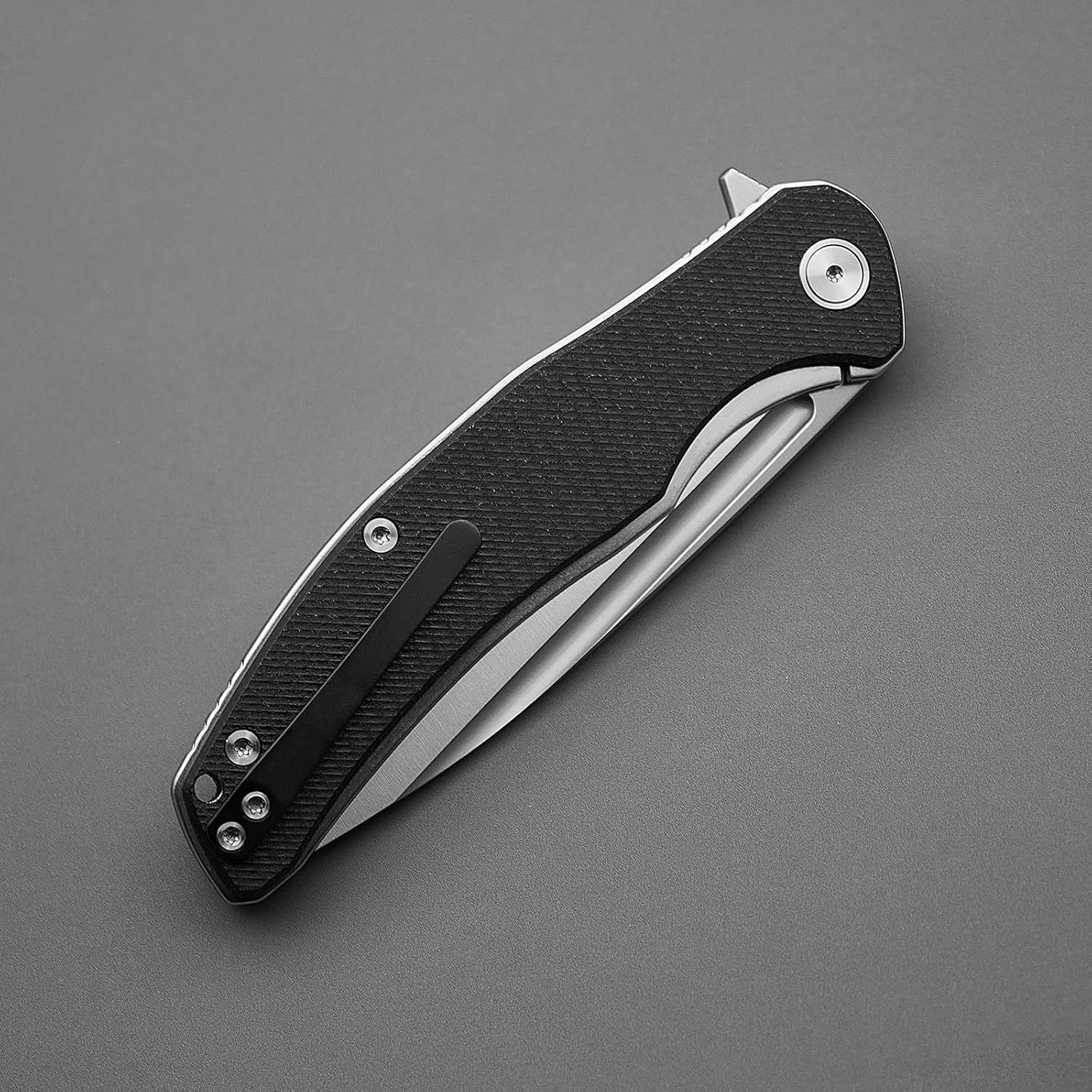 M Miguron Velona Flipper Folding Knife 4.03" Satin 14c28n Blade Black Micarta Handle With Titanium Pocket Clip Camping Hiking Pocket Knife MGR-8003MWBK