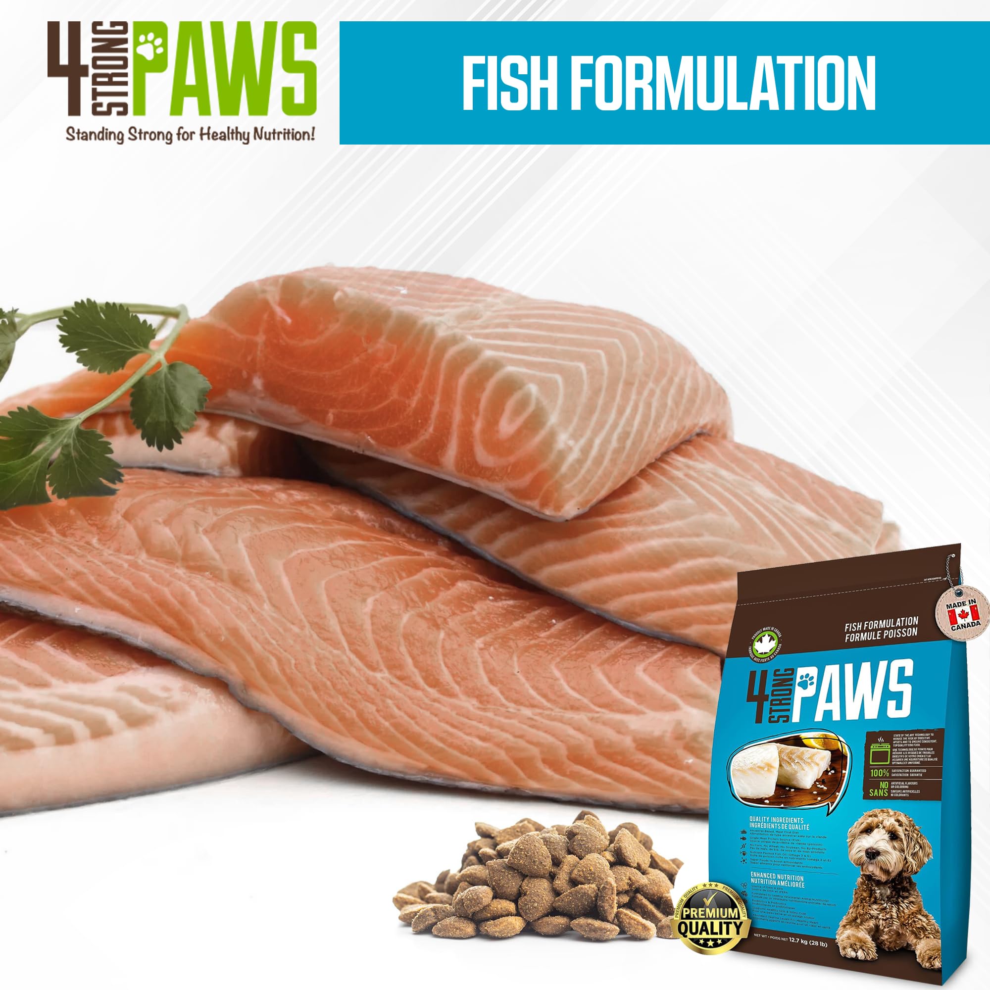 4 STRONG PAWS Fish Formulation Dry Dog Food - 28 Pound High