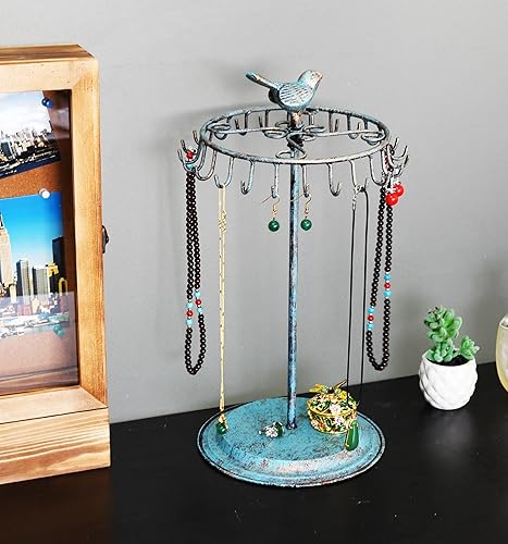 Miniatura 4 de Soporte Giratorio para Collares y Pulseras con Pájaro Dorado TurquesaOrganizador de JoyeríaÁrbol de Joyería