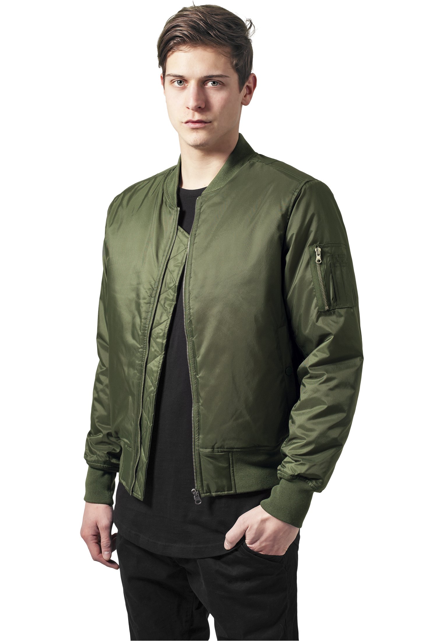 Urban Classics Mens Basic Bomber Jacket - Green (Olive 176), S