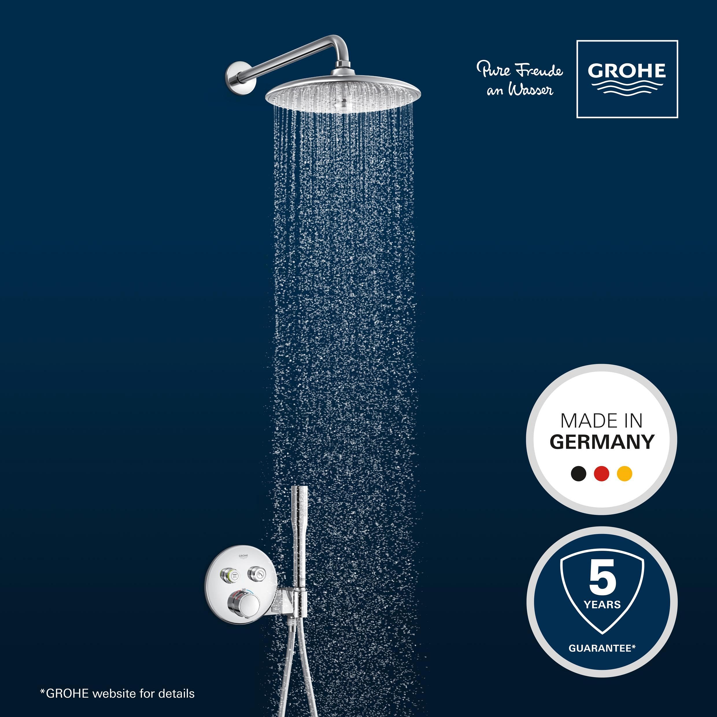GROHE Precision SmartControl 260 – system prysznicowy (głowica prysznicowa 260 mm z 2 rodzajami strumienia, słuchawka prysznicowa 1 strumień, uniwersalne pudełko do zabudowy, wąż prysznicowy 150 cm),