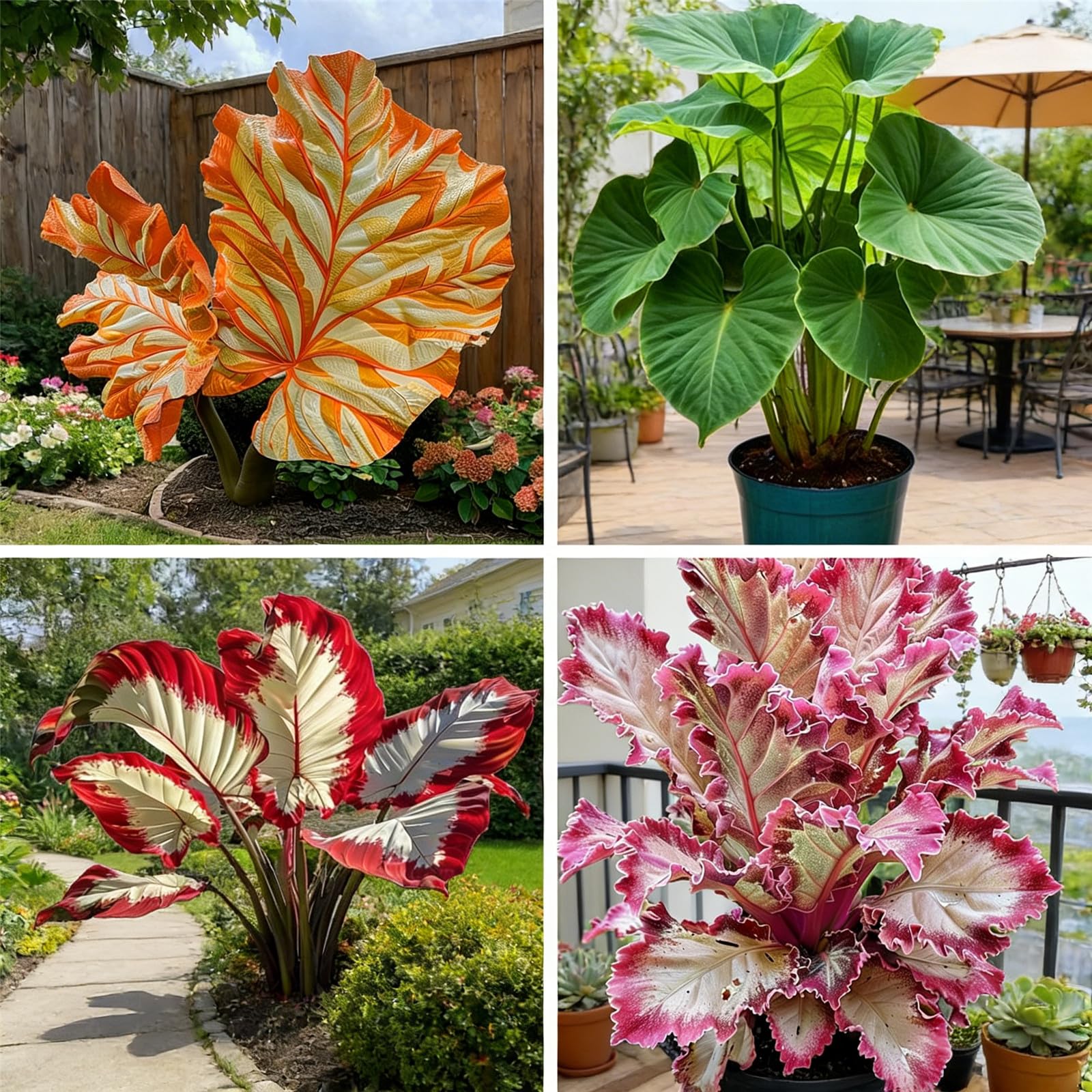 Perennial Ornamental Large Leaf Elephant Ear Bulbs, Great for Indoor and Outdoor Garden Display-2bulbs-E