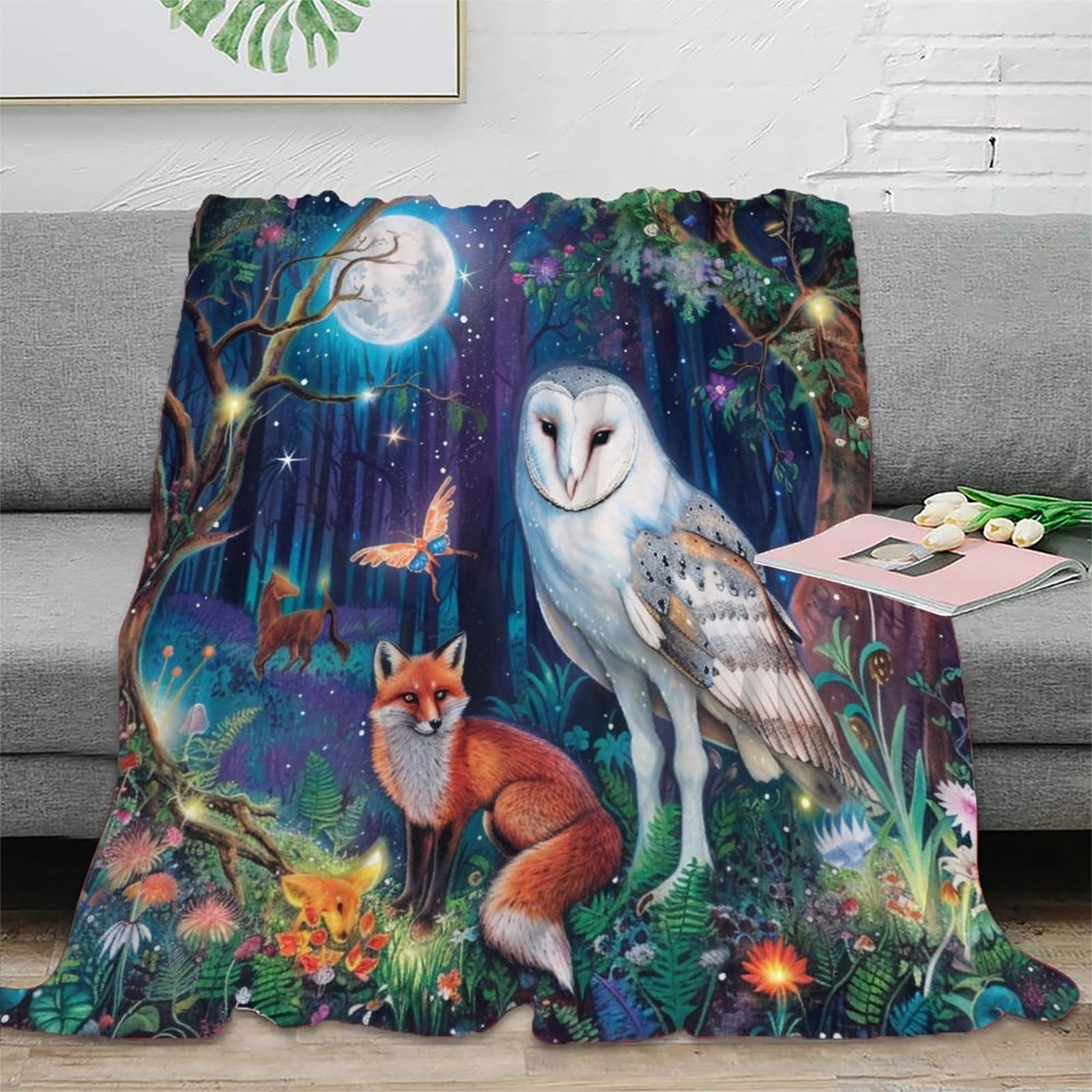 Couverture forest 3D en microfibre moelleuse pour grand lit 150x200cm