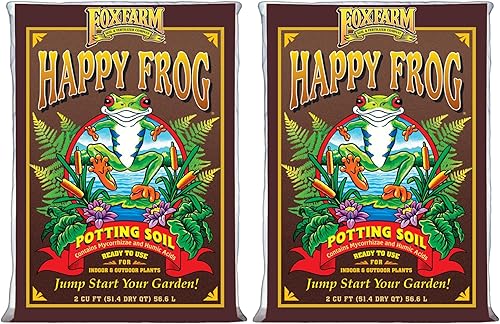Fox Farm FX14047-2PK FOXFARM FX14047 Bolsas orgánicas con ajuste de pH Happy Frog 2 cortes suelo marrón para macetas