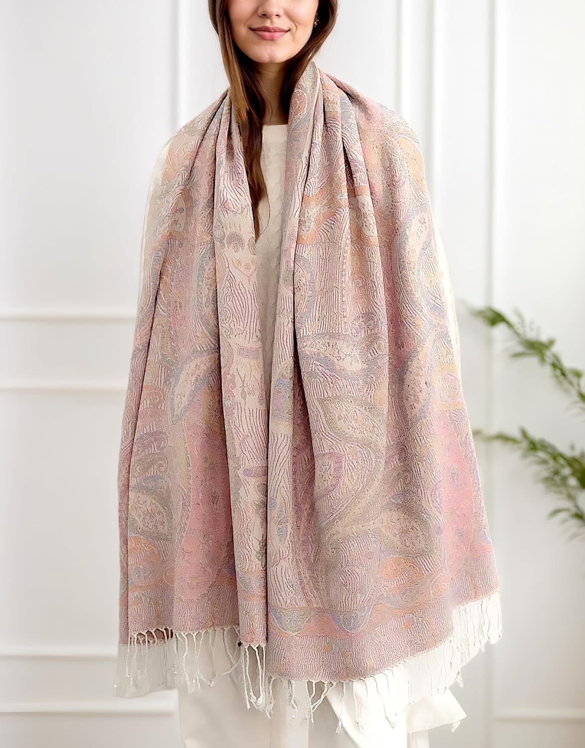 Achillea Reversible Paisley Pashmina Rave Scarf – Exotic Indian Shawls and Wraps for Evening Dresses, Festivals, All Seasons - Image 4