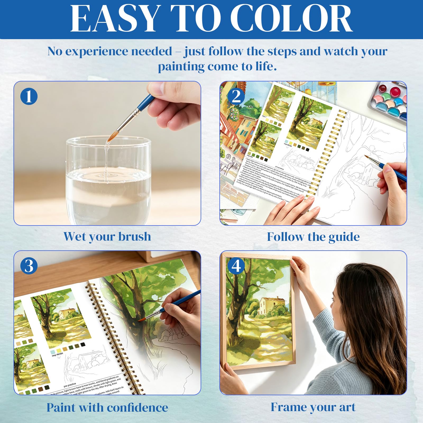 Watercolor Workbook Kit - 52 Colors, 7 Brushes -6