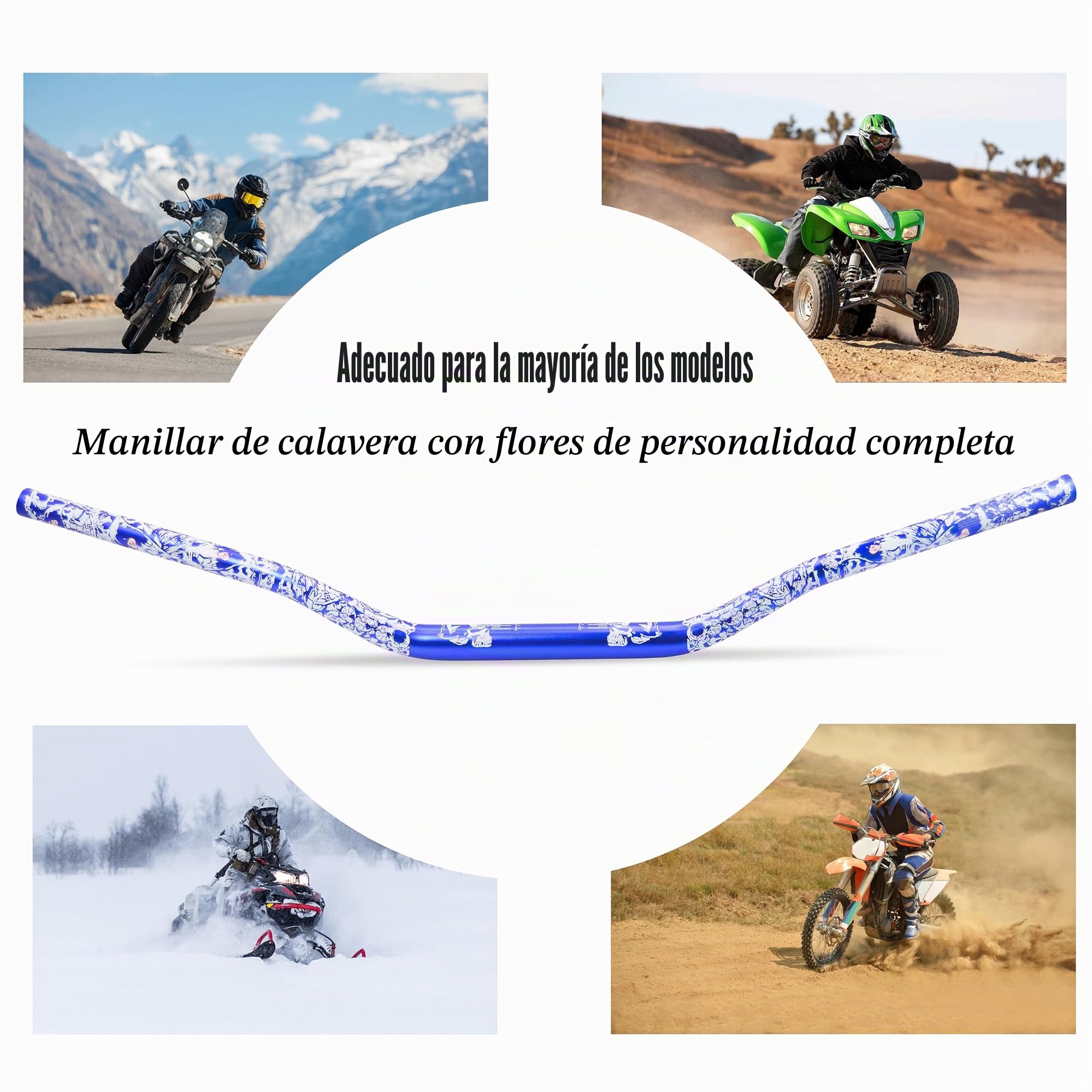 Manillar universal de 28 mm 1 1/8" para CRF KLX KX LTR TRX SX SXF EXC XCW, para motocross, pit, moto de cross, scooter, ATV, quad, Grizzly Hawk 250, bicicletas (azul)